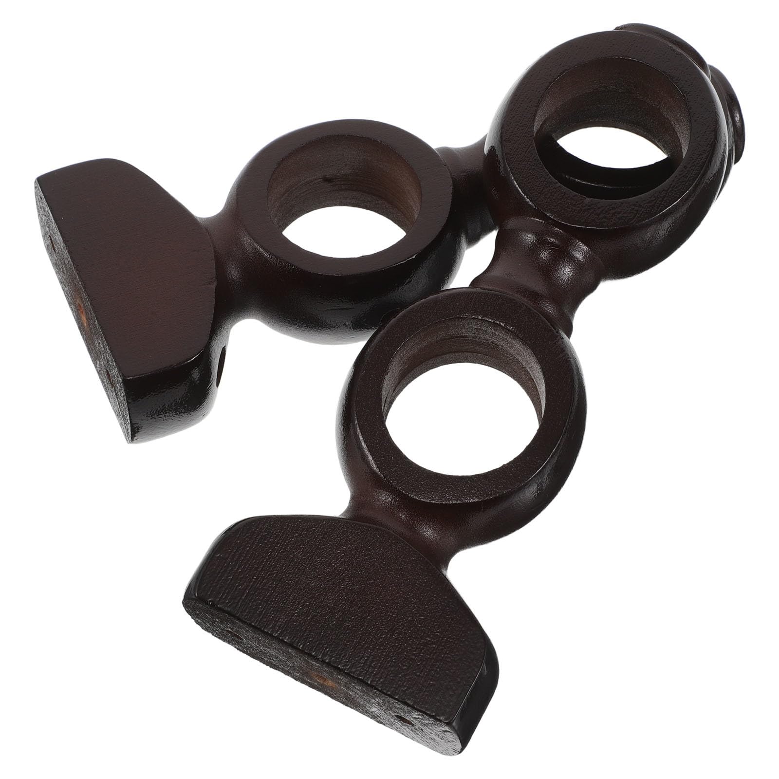Supporto Bastone Tenda Doppio da Parete 2 Pezzi Legno Coffee
