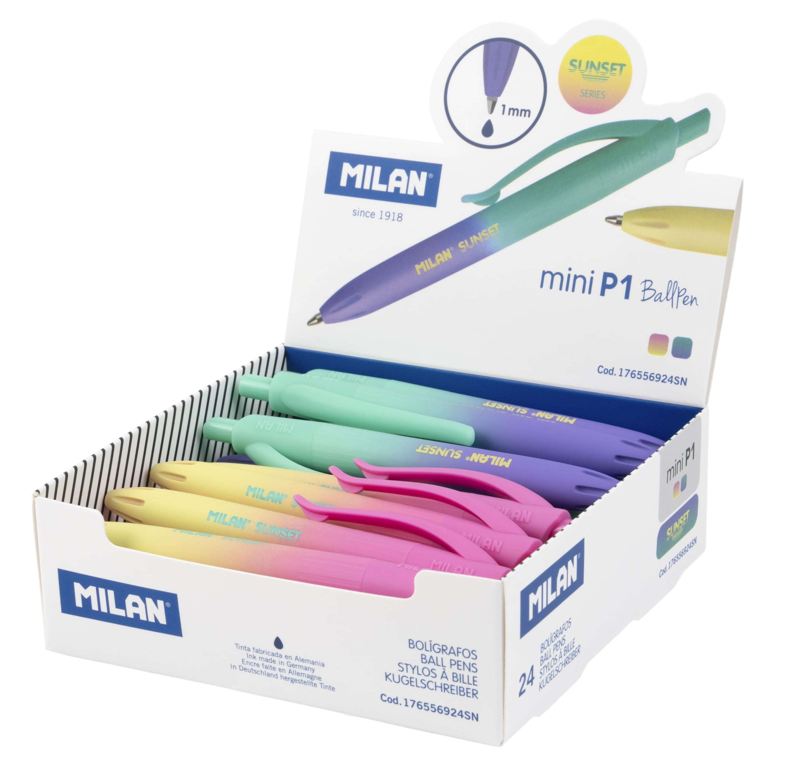 MILAN® Display box 24 P1 touch mini Sunset pens
