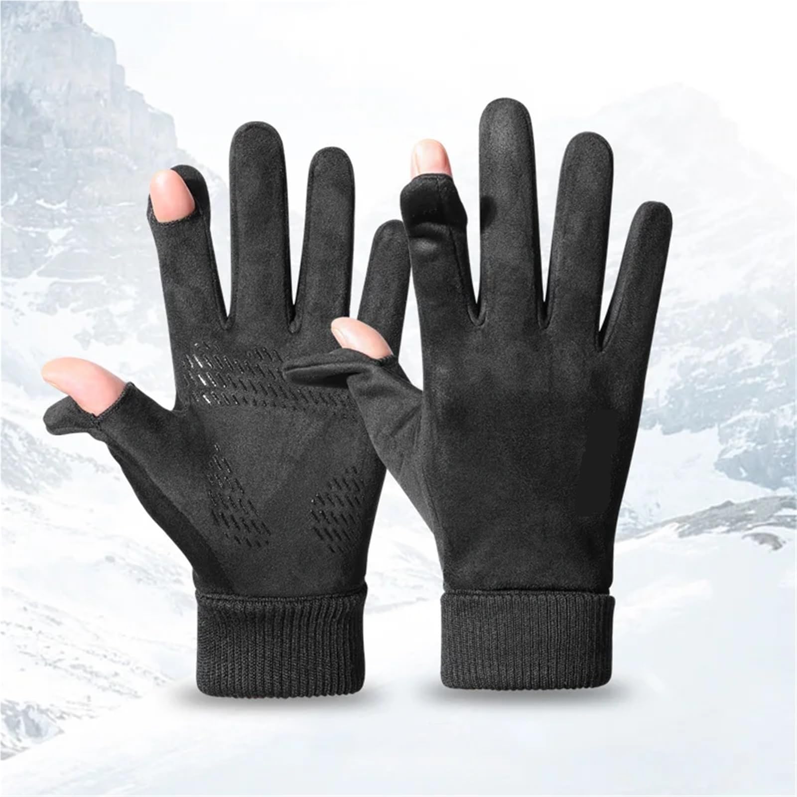 Guantes de hombre suaves otoño invierno gruesos cálidos masculinos amigables con la piel esquí antideslizante ciclismo elástico escalada guantes Para MontañIsmo