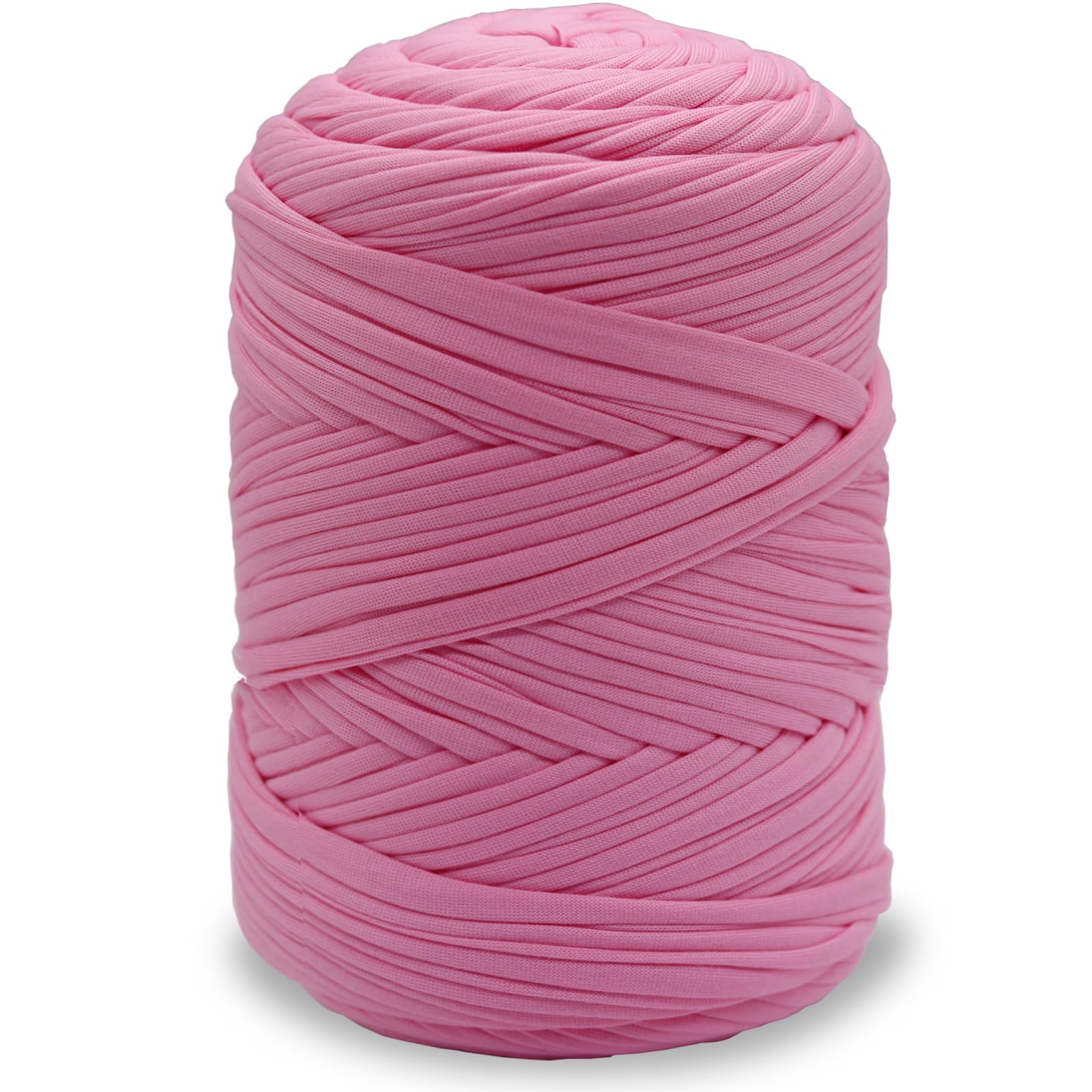 NOTIONSLAND 400g T Shirt Yarn Knitting Yarn Fabric Crochet Yarn for Bag Basket Blanket Home Decoration - Peach Powder Plain Yarns