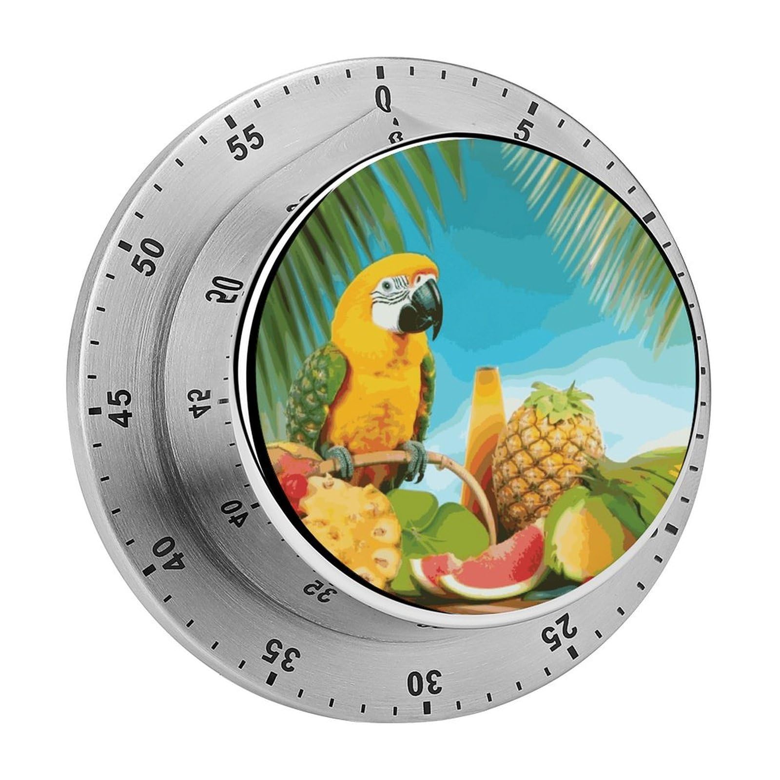 Adfgyerh Style Summer Parrot Pineapple Birds Timer For Cooking, Kitchen Timer Magnetic No Batteries Required, Mechanical Timer With Loud Alarm, For Fitness Baking Exercise Oven