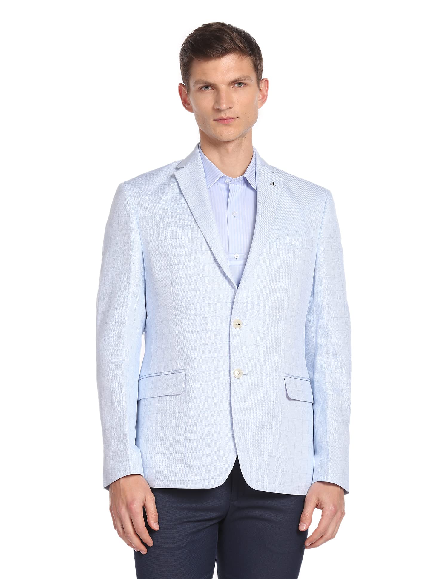 arrow Men's Regular Windowpane Check Single Breasted Blazer-picture-11