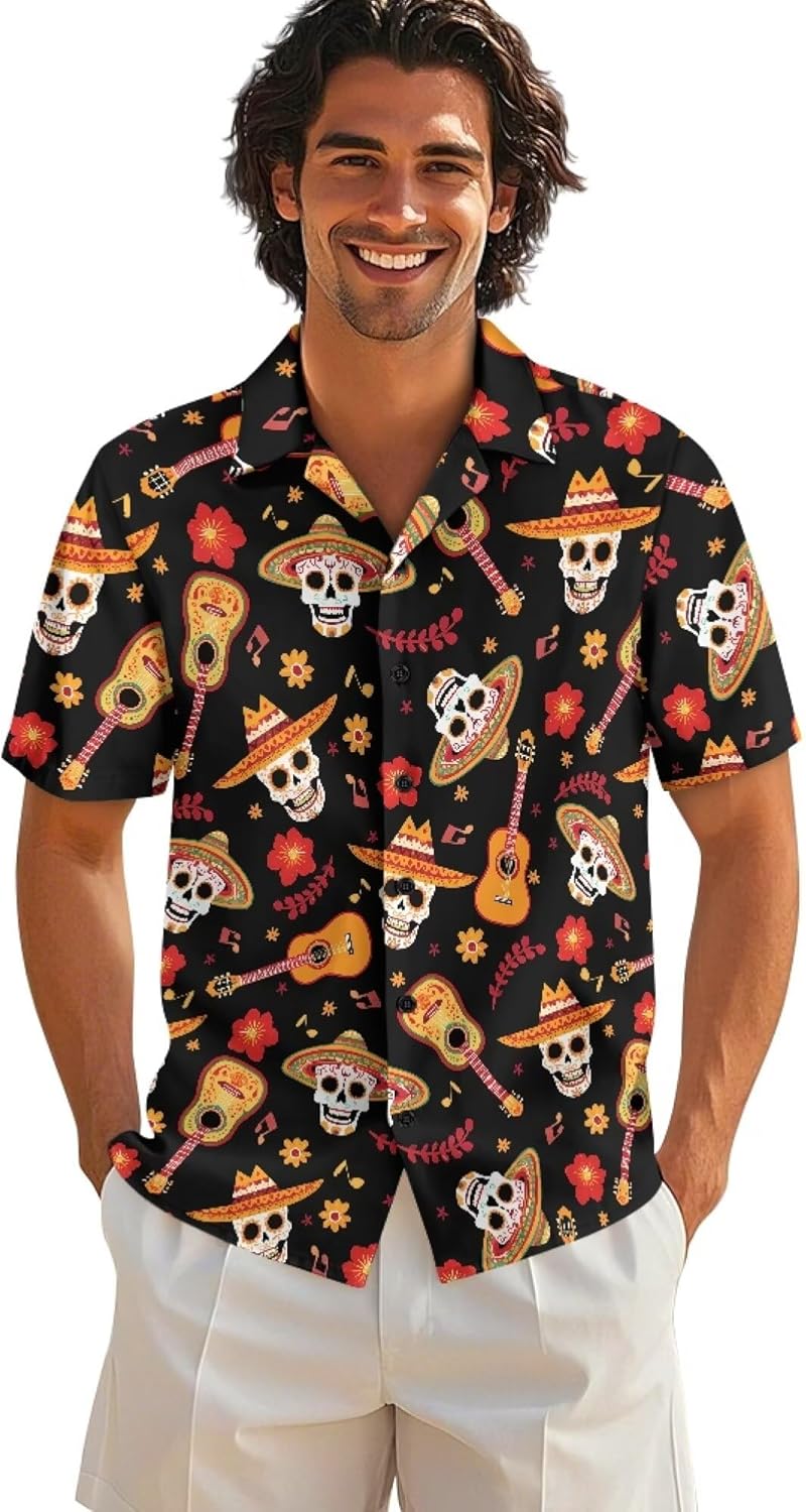 Funny Hawaiian Shirts for Men Beach Button Up Short Sleeve Shirt Graphic S - 5XL