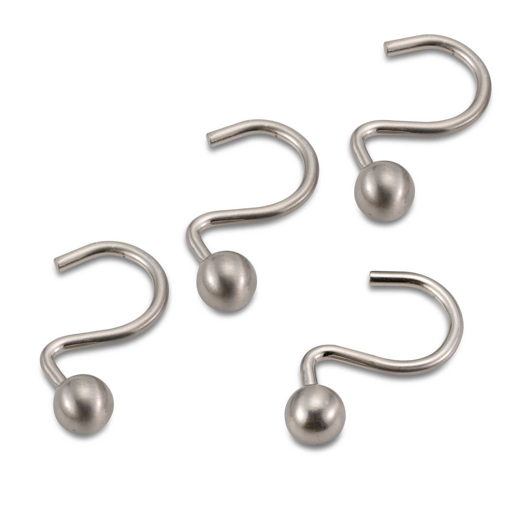 Premium Bath Ball Nickel Metal Shower Curtain Hooks, Set of 12