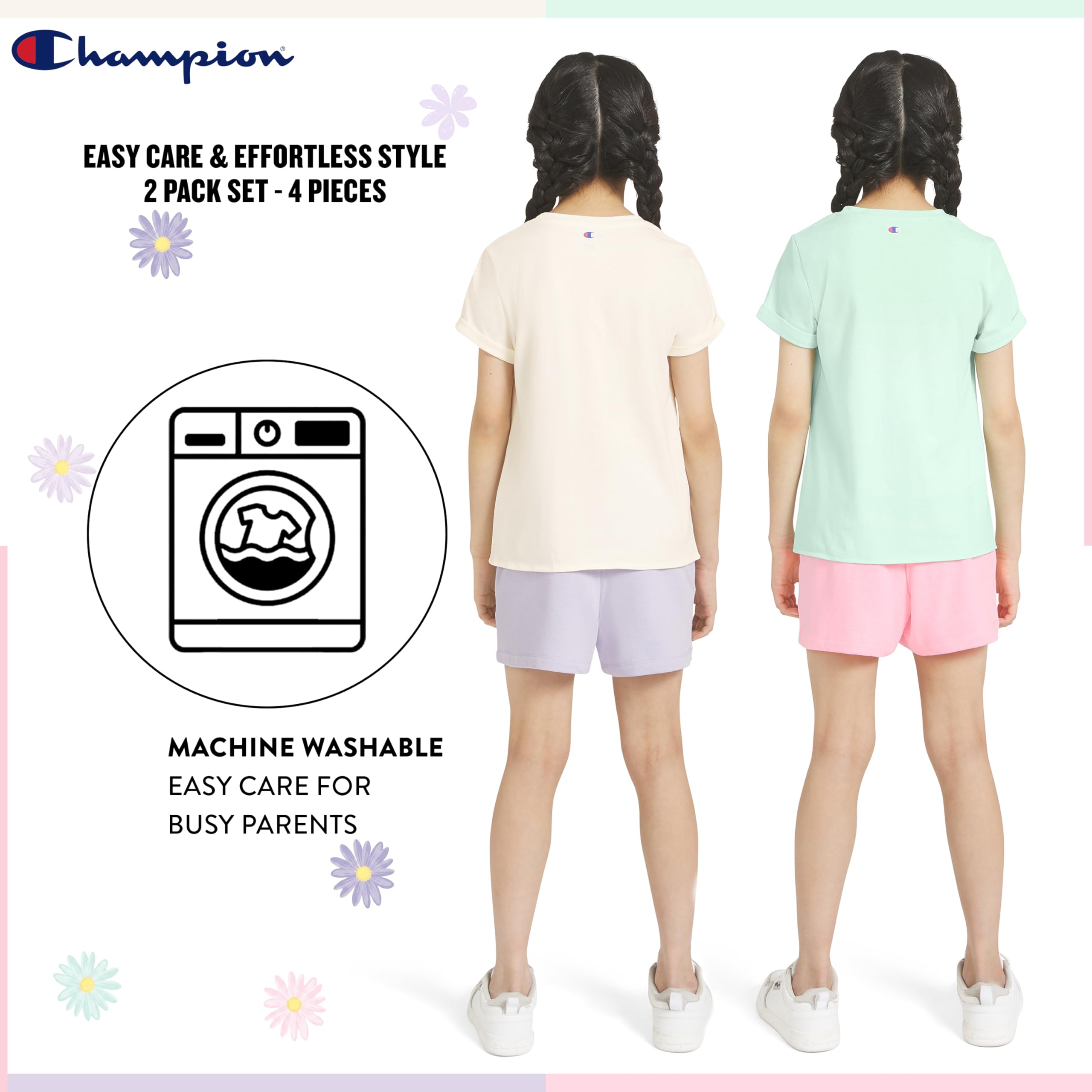 Champion Mädchen-Shorts-Set, 2-teilig, kurzes Set für Mädchen, aktive Kleidung