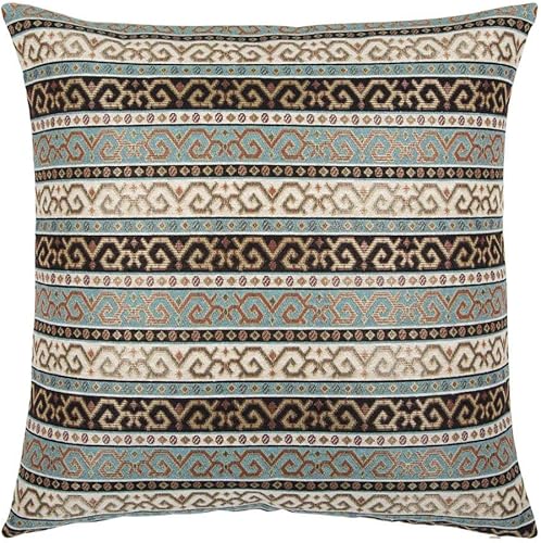 Fundas de almohada grandes Kilim turquesa y negro, 22 x 22 pulgadas, almohadas decorativas, decoración retro de habitación para sofá, funda cuadrada