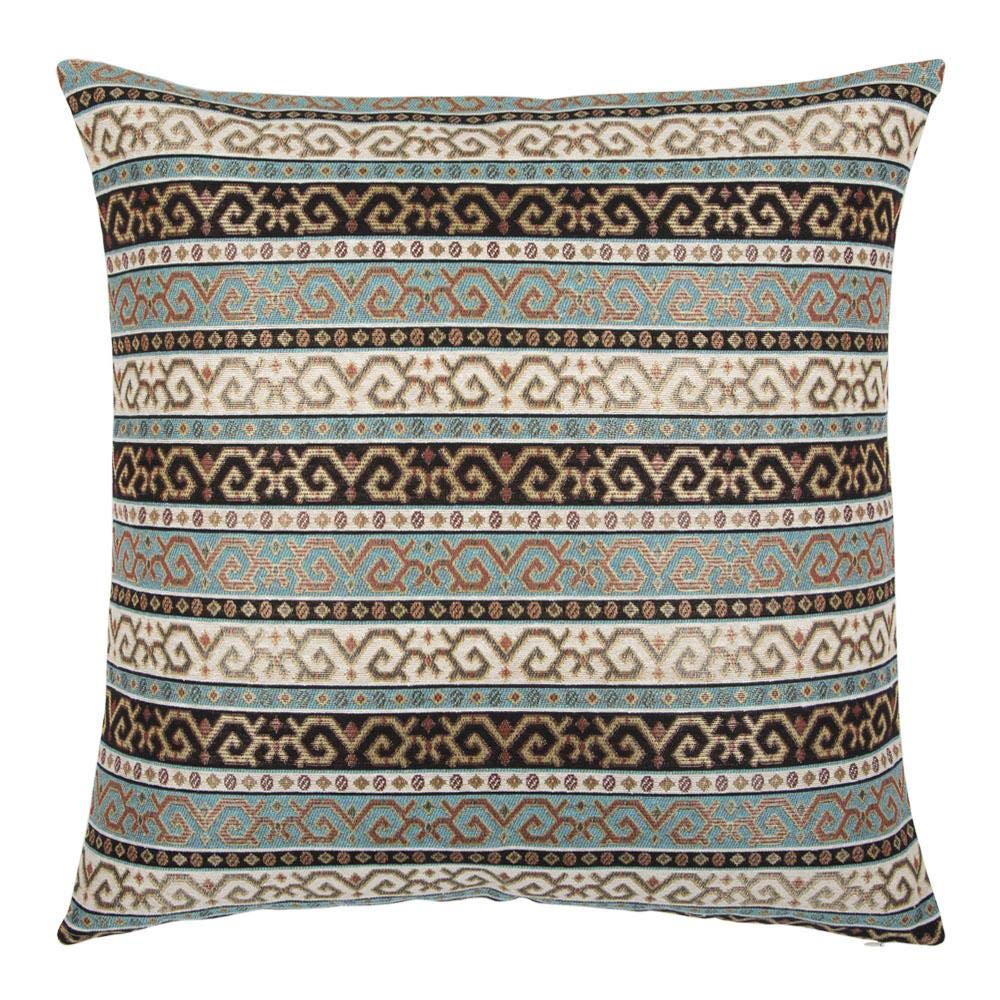 pillowerus Large Kilim Throw Pillow Covers Turquoise and Black - 22 x 22 Inches Decorative Pillows, Retro Room Decor for Couch, Bohemian Square Case