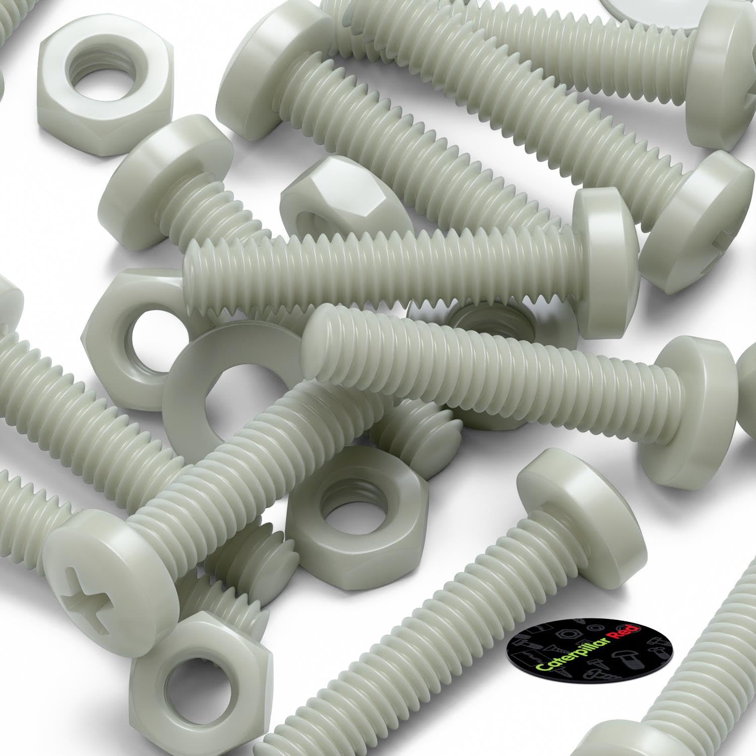 50x Viti a testa cilindrica naturali in nylon PA66+GF M4 x 20 mm + dadi