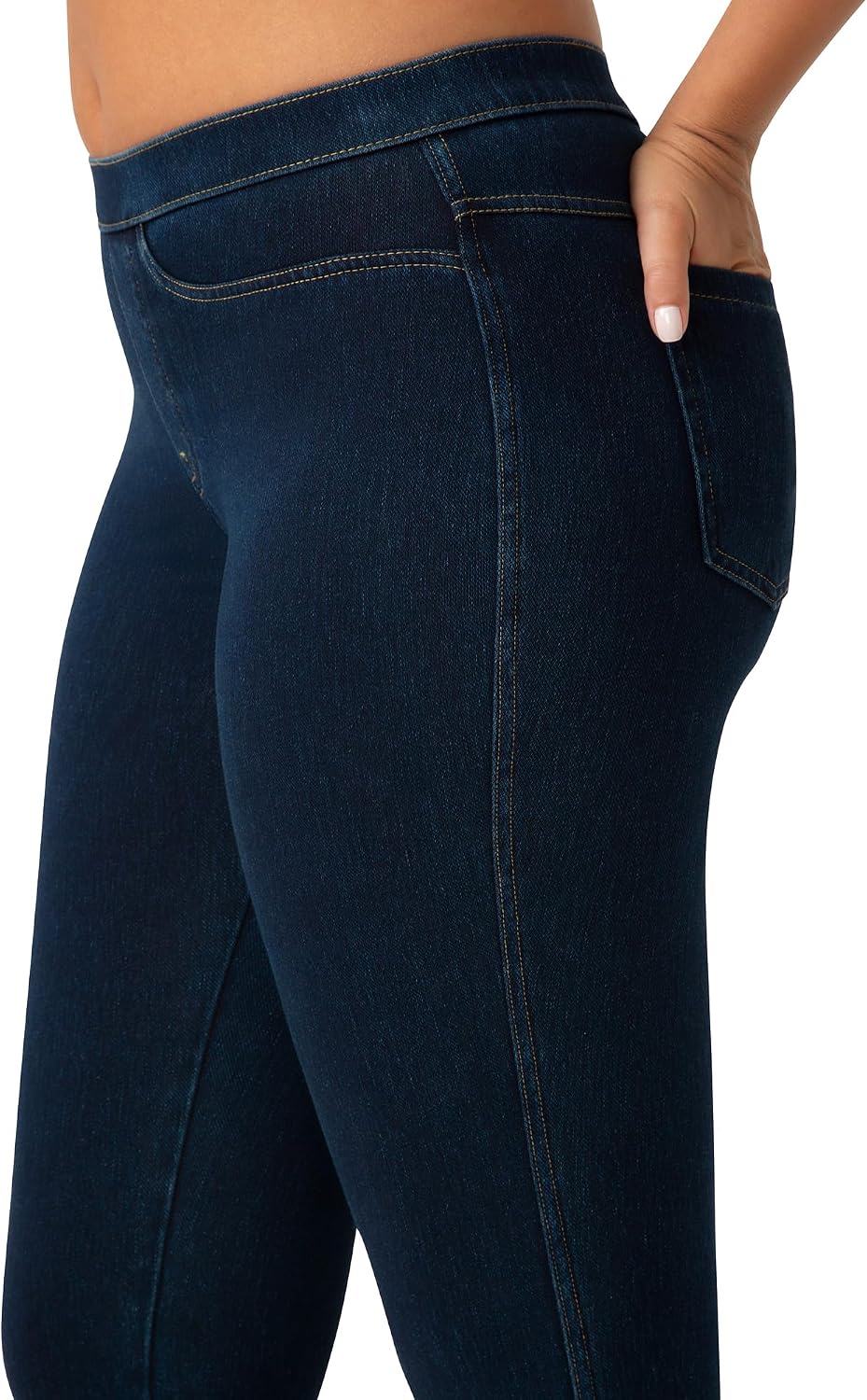 no nonsense Women's Classic Denim Capri Leggings with Pockets, Comfortable Stretch Pull On Pants