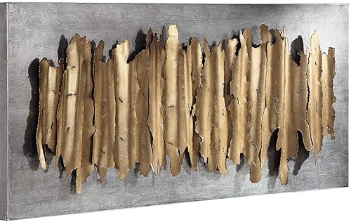 Miniatura 2 de Uttermost Lev - Arte de pared de metal dorado y plateado de 55 1/4 pulgadas de ancho