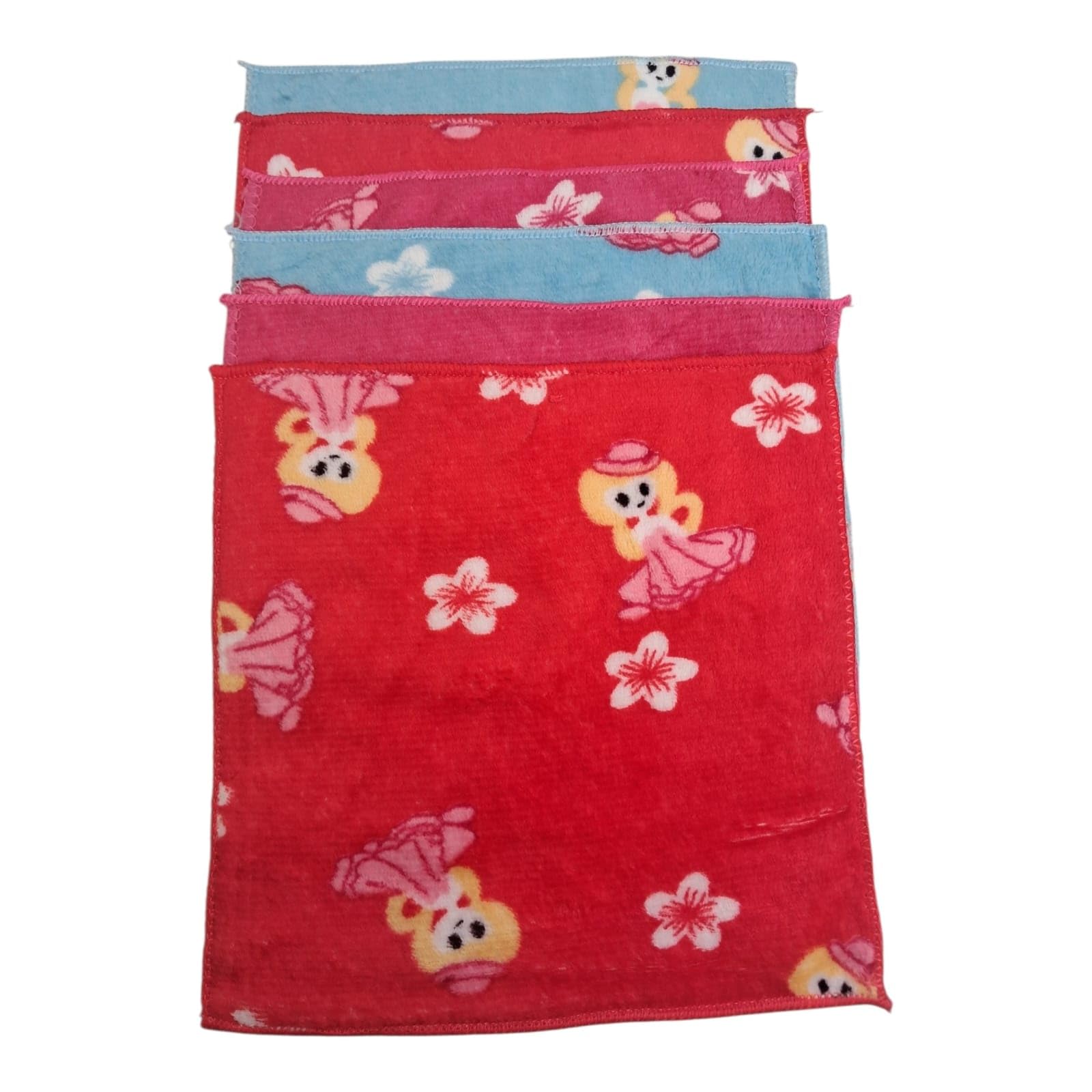 Kids Microfiber Hankerchiefs, Pack of 6, Cartoon Print | Soft Microfiber, Multicolour Set, Bear & Floral Print, For Children, Quick Dry-picture-49
