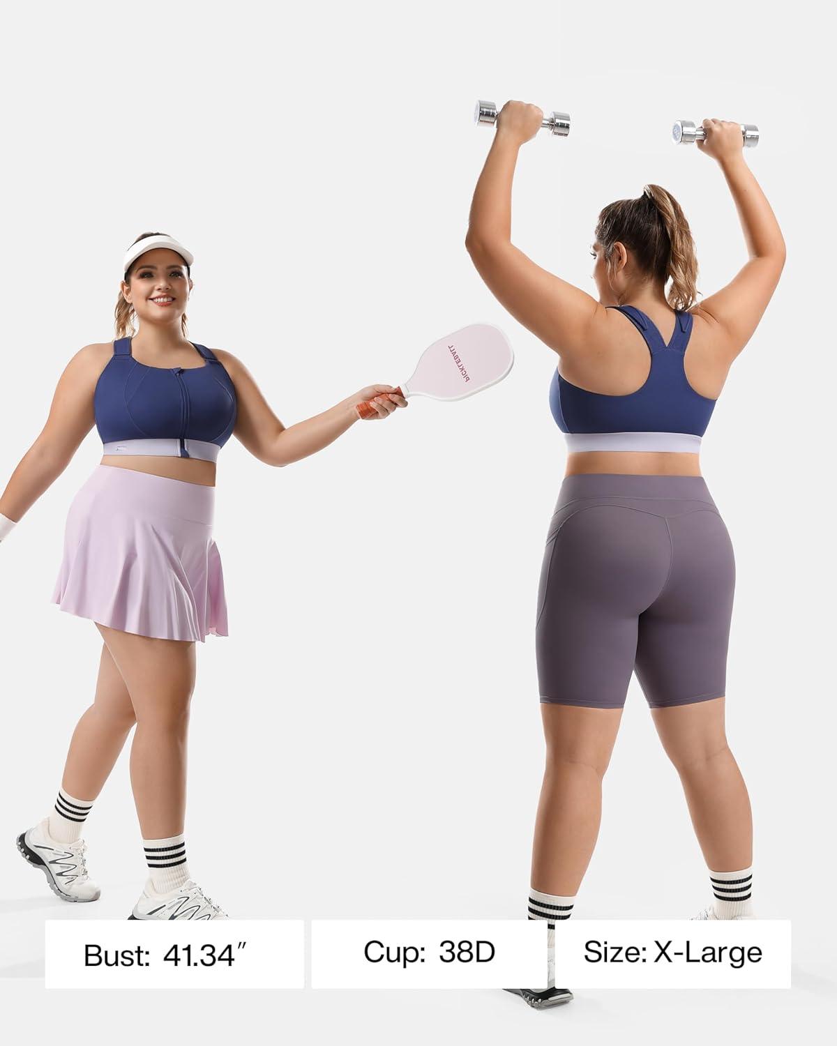 High Impact Sports Bras Non Pads Zip Front Adjustable Racerback Bra for Large Bust Women Workout Running - Image 2