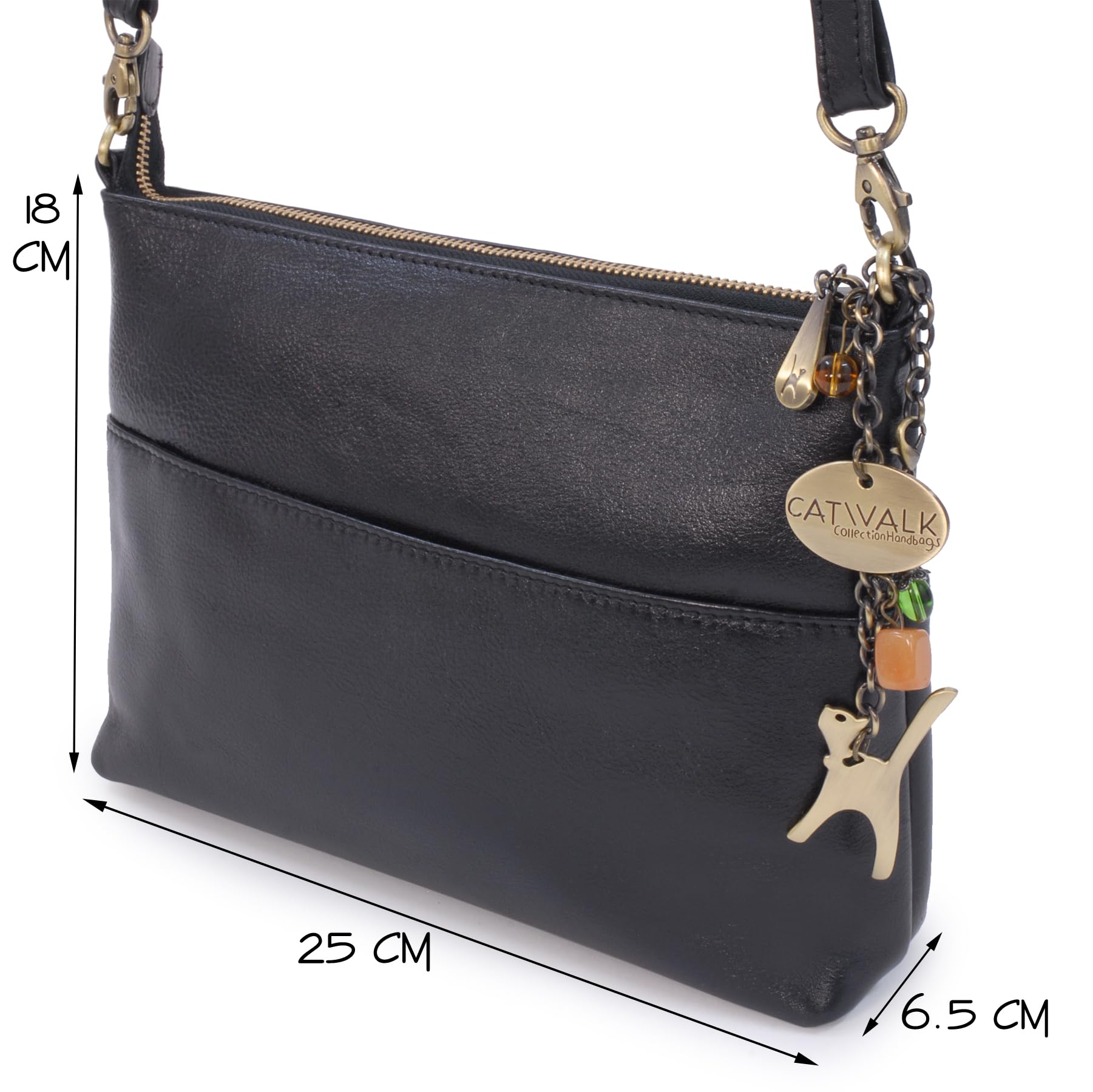 Catwalk Collection Handbags - Borsa a Tracolla Media in Pelle - Borsa a Mano Donna - Borsetta da Giorno Formato A5 - Tracolla Rimovibile - Jenny