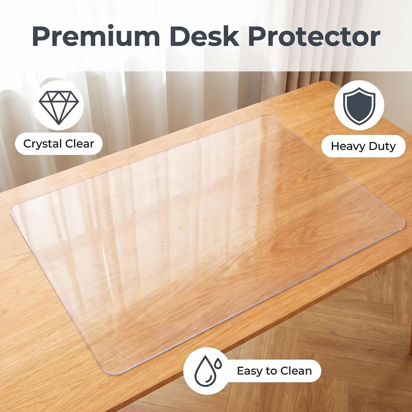 Tovaglia trasparente da tavolo 91.4 x 119.4cm oleorepellente | 1.0mm banco di lavoro impermeabile trasparente, lavabile, coperchio di protezione in PVC trasparente