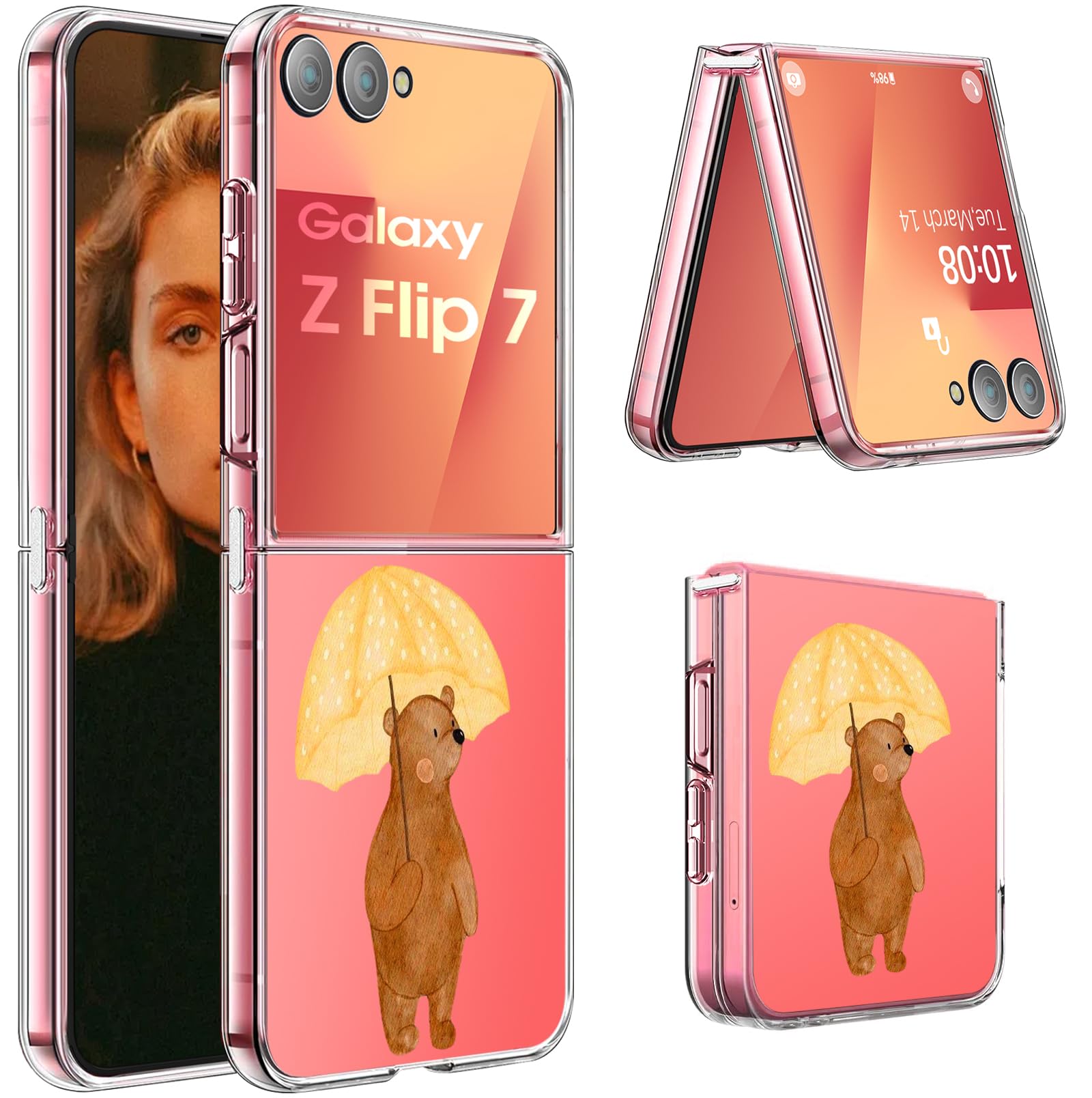 for Samsung Z Flip 7 Case Crystal Clear Cute Animal Patterns Soft TPU Scratch-Resistant Slim Protection Cover for Samsung Galaxy Z Flip 7 Phone Case
