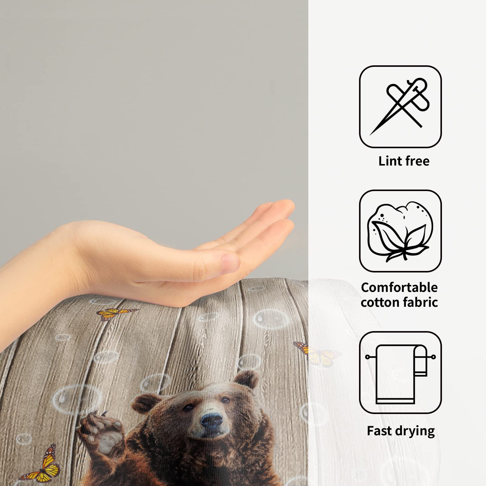 Amazon.com: Giwawa Funny Bear Hand Towels Set of 2 Brown Bathtub