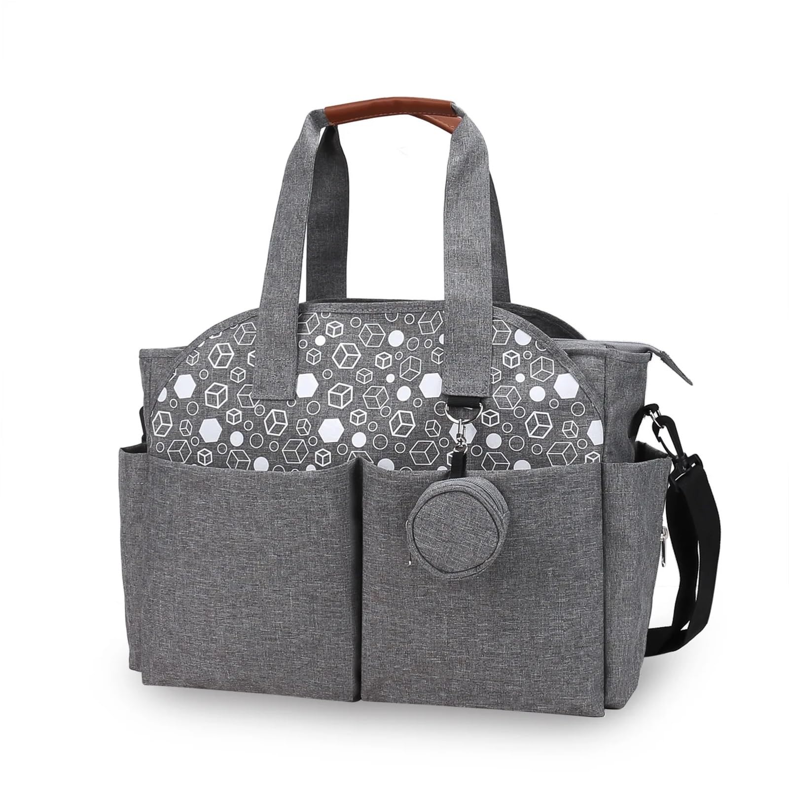 Wickeltasche Kinderwagen Tragbare Schulter-Mama-Tasche, bedruckt, geometrisch, Schnullertasche, Reisen, Outdoor, wasserdicht, Mutter, Nass- und Trockentrennung, Wickeltasche, Kinder-Kinderwagen-Tasche