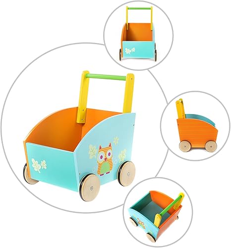 Miniatura 8 de labebe - Caminador de bebé caminador de carrito de compras para niños juguete de empuje para niños de 1 a 3 años caminador de madera para bebés