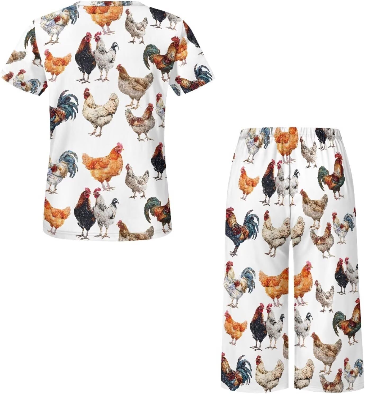 Womens Pajama Set Two Piece Short Sleeve Sleepwear Summer Soft with Capri Pants Plus Size Casual Loose Loungewear - Image 5