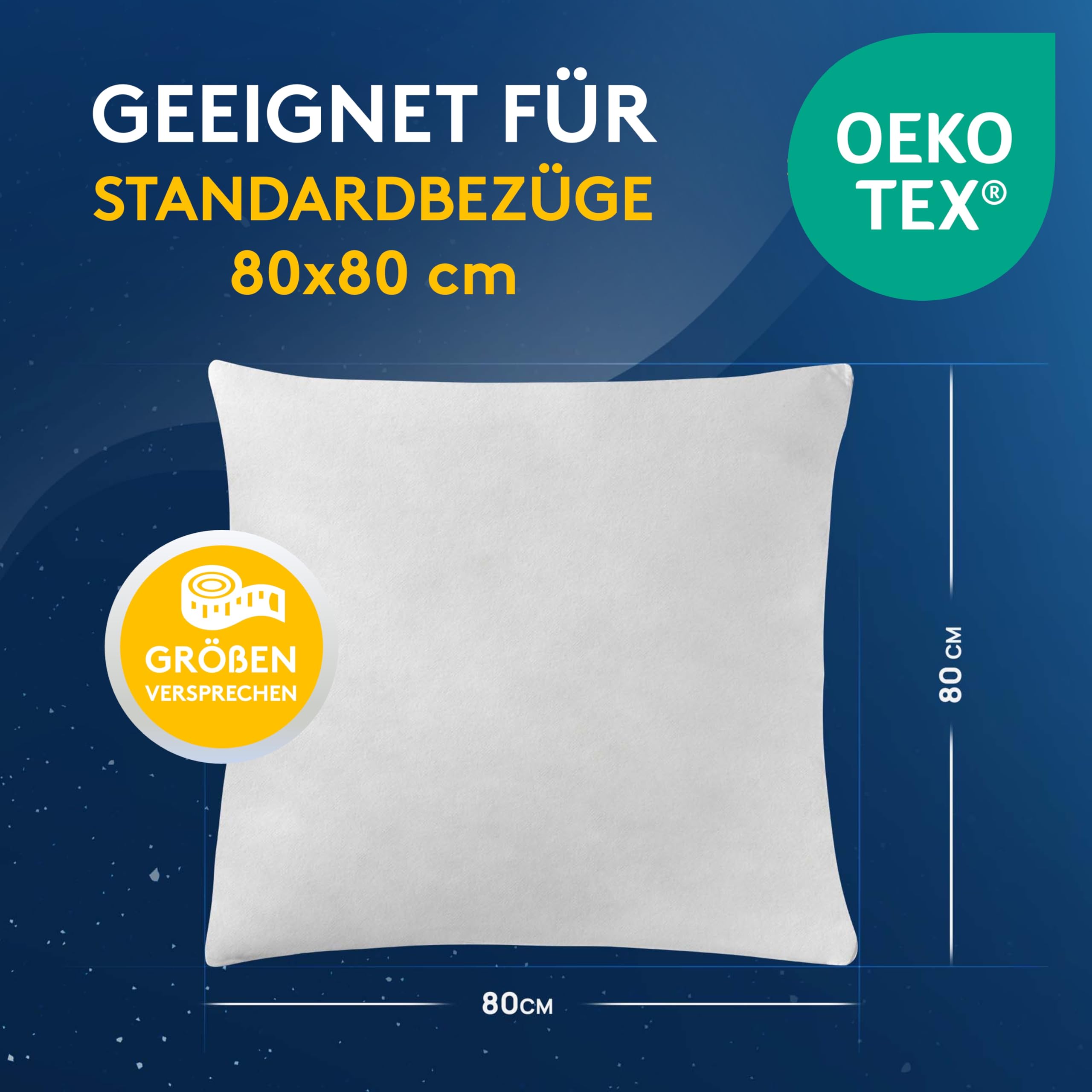 Garnissage D'Oreiller 80x80 Cm - Coussin Intérieur Lavable Polyester Anti-Allergie - Lot De 1