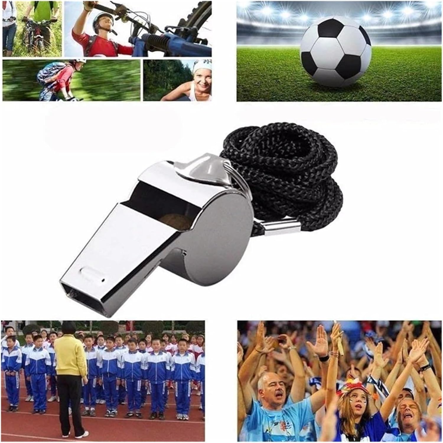 1/5/10pcsStainless Steel Whistles Referee Metal Rope Party Training Soccer Football Basketball Cheerleading Tool(10Pcsxcs2mm)