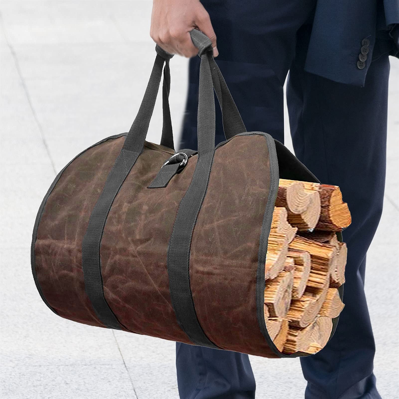 Outdoor Canvas Firewood Storage Bag - Trwała torba transportowa do drewna i narzędzi kempingowych