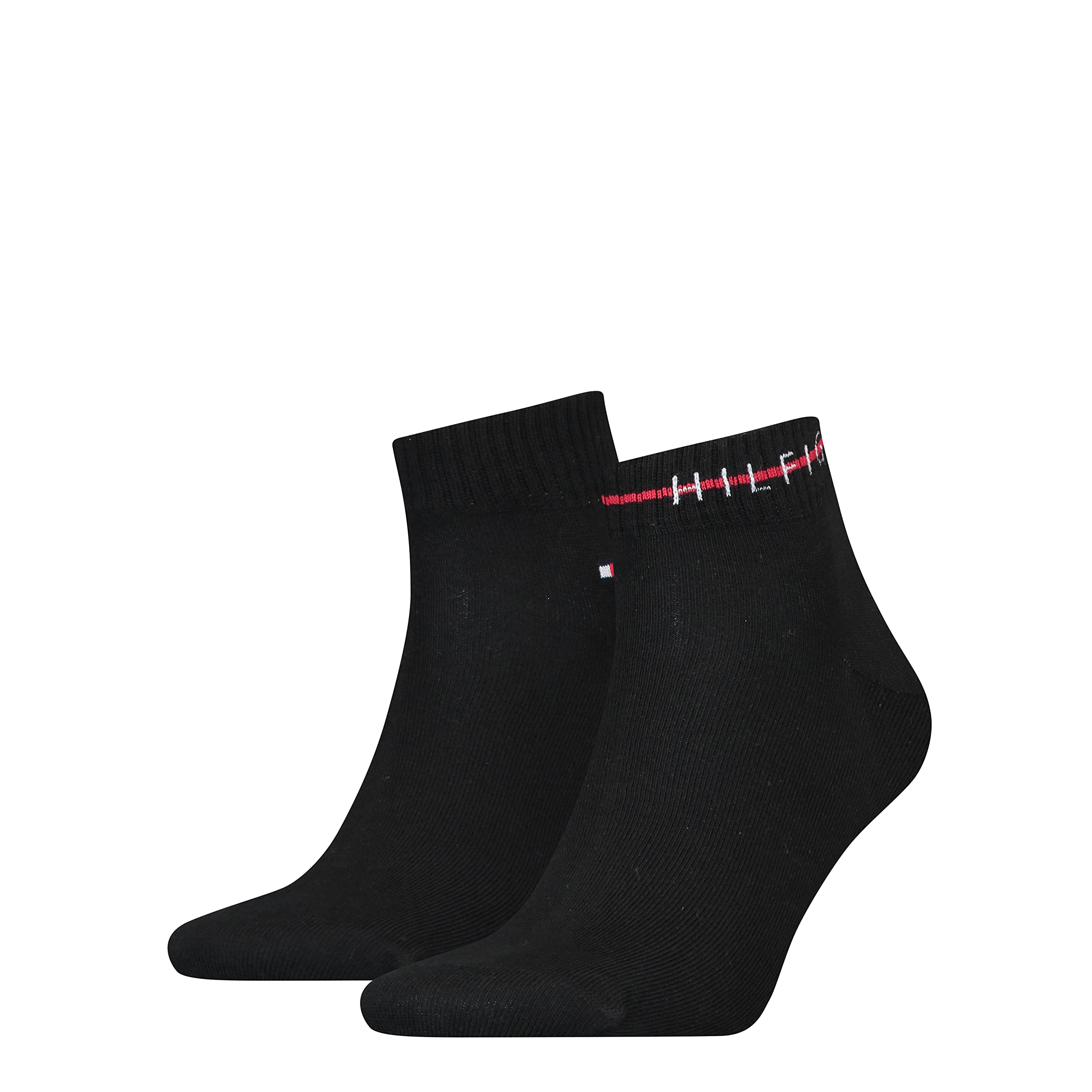 Tommy Hilfiger Men's Black Quarter Socks (Pack Of 2), 39-42