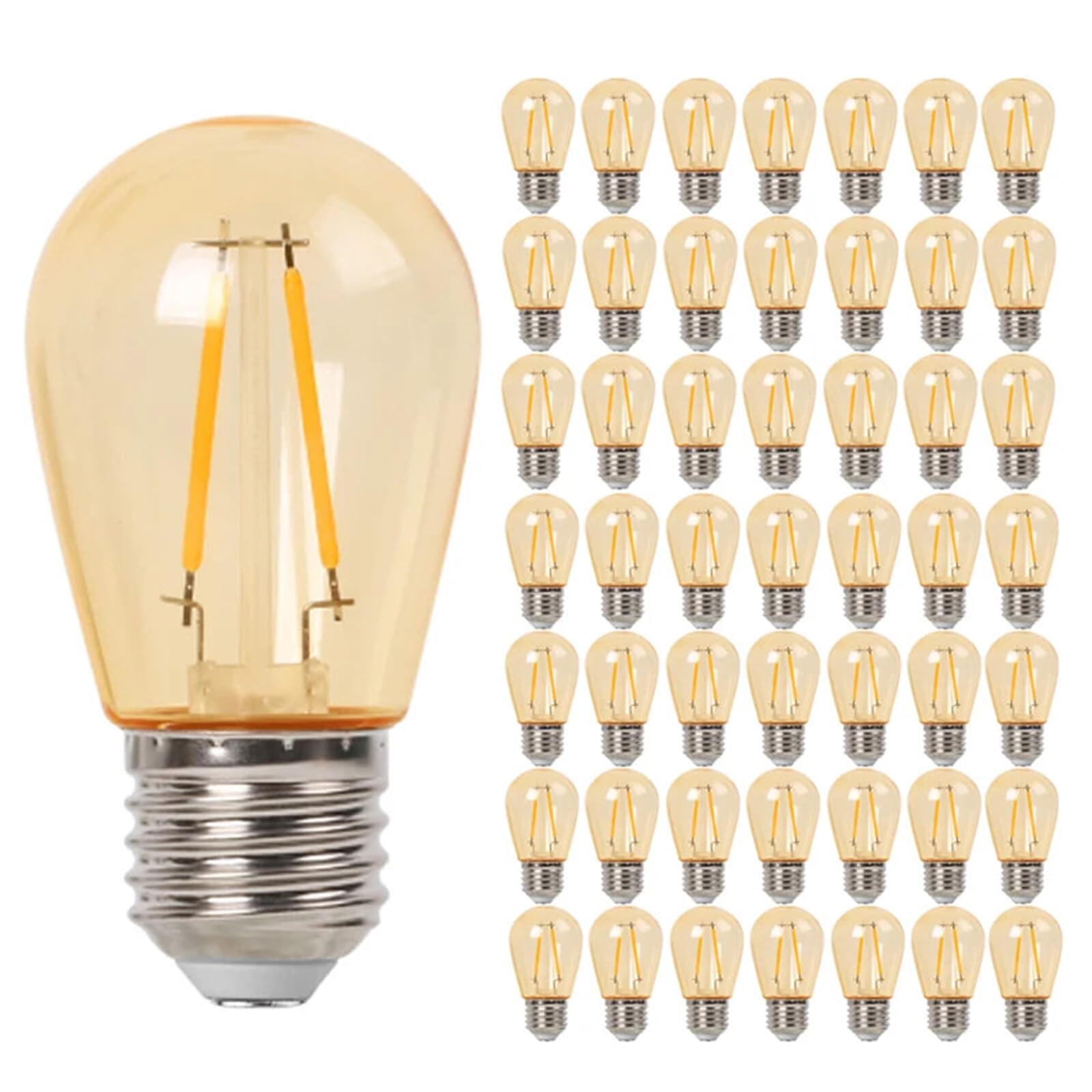 Bombilla LED de repuesto S14 de plástico, 2 W, irrompible, E27, 220 V, blanco cálido, 2700 K, bombilla Edison vintage(2W)