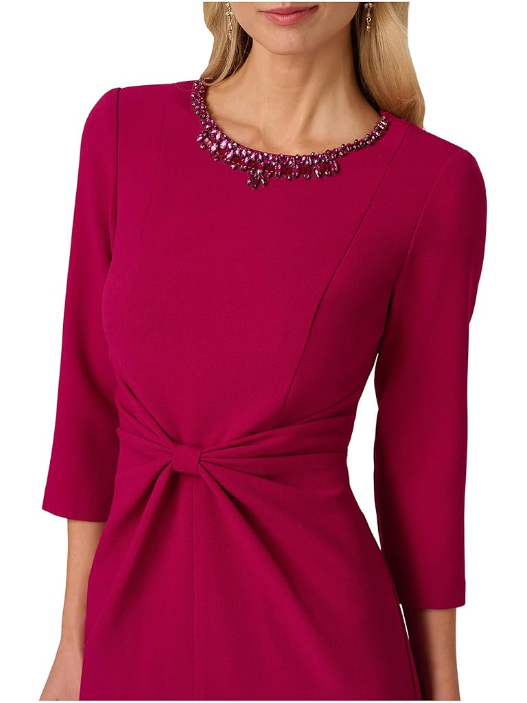 Burgundy Adrianna Papell Beaded Midi Dress