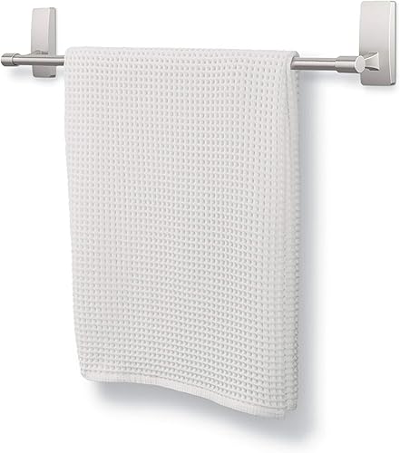 Command Bath Satin Nickel Towel Bar with Water Resistant Command Strips, Bathroom Organizer, 24 in Bar Length Holds up to 10 lbs(Satin Nickel)