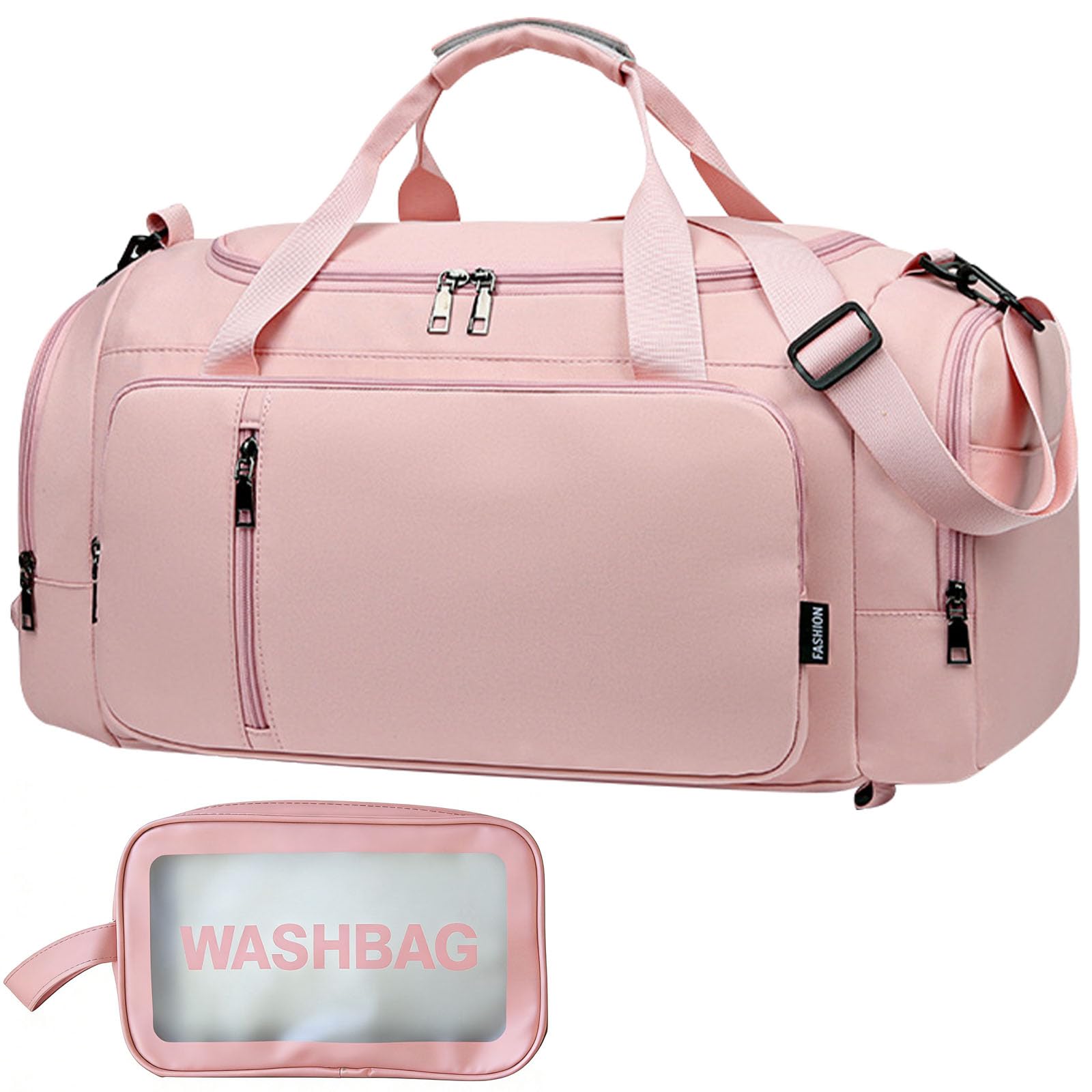 Duffle Bag for Women Travel Duffel Bag with Shoe Compartment Wet Pocket Weekend Duffel Bag Hospital Duffel Bag for Travel 30L, Pink, Travel bag - 1