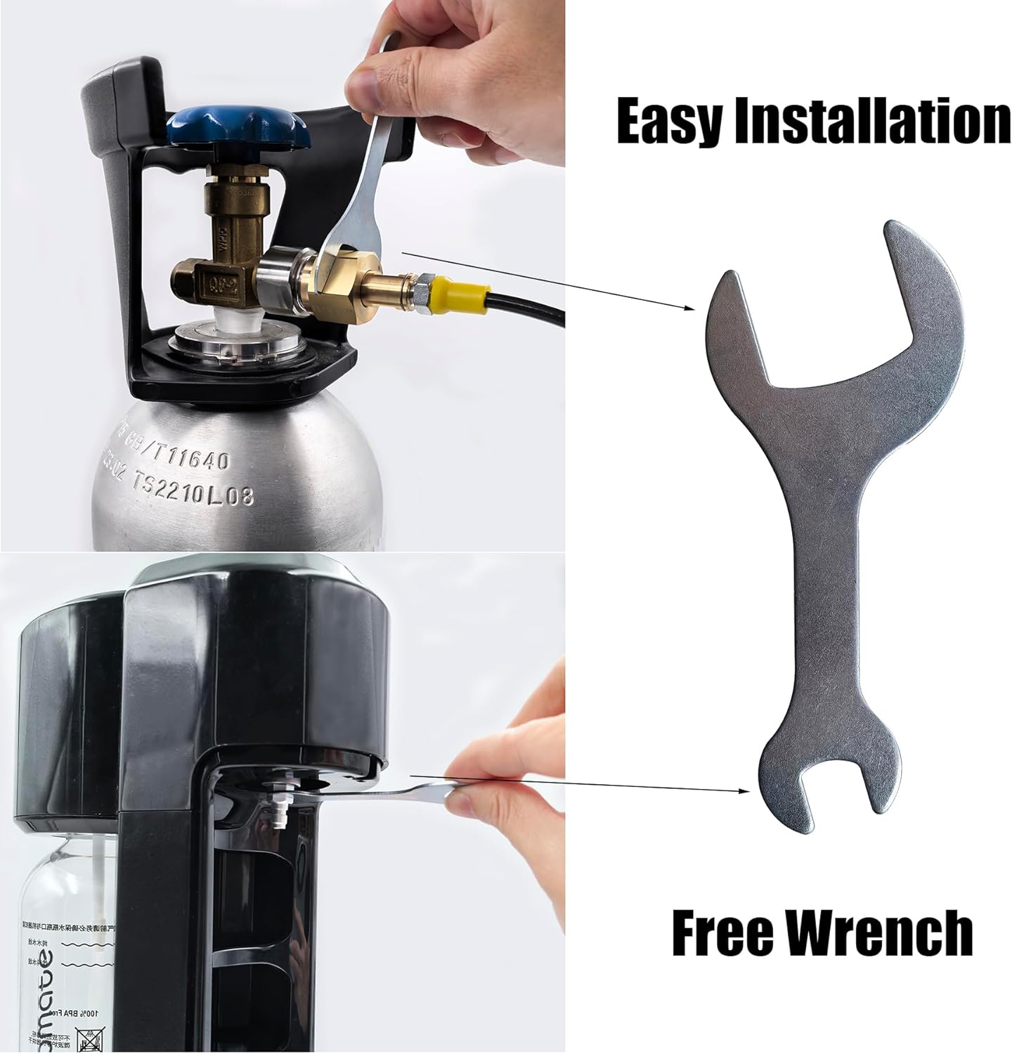 Soda Machine Sparkling Water Maker Carbon Dioxide Fill Station Adapter TR21-4 for External CO2 Tank with 98 Inches Hose Kit and 8mm Male Quick Disconnect Connector