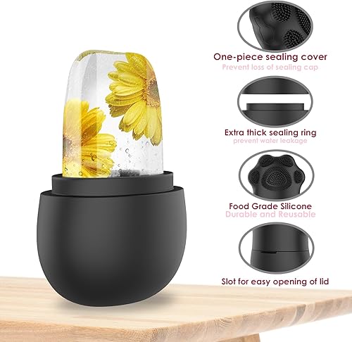 Miniatura 5 de GeeRic Rodillo facial de hielo, cepillo de limpieza facial de hielo de silicona, contorno de cara de cubo para ojos y cuello, rodillo de masaje