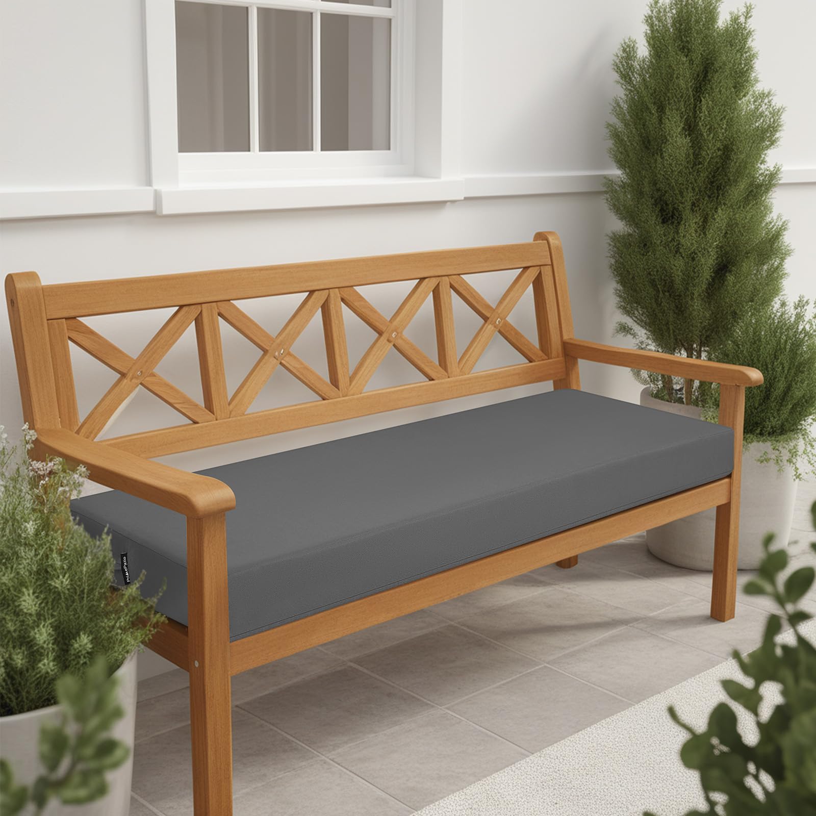 PRIMEPATIO Outdoor Garden Bench Cushion, Patio Garden Furniture 2 Seater Waterproof Long Chair Cushion, Porch Swing with Ties - Image 2