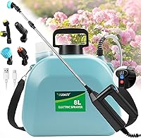 VAXMAY 2 Gallon Battery Powered Sprayer - 2025 Upgrade, 3 Adjustable Speeds, Battery Indicator, 4 Mist Nozzles, Retractable Wand for Lawn & Garden