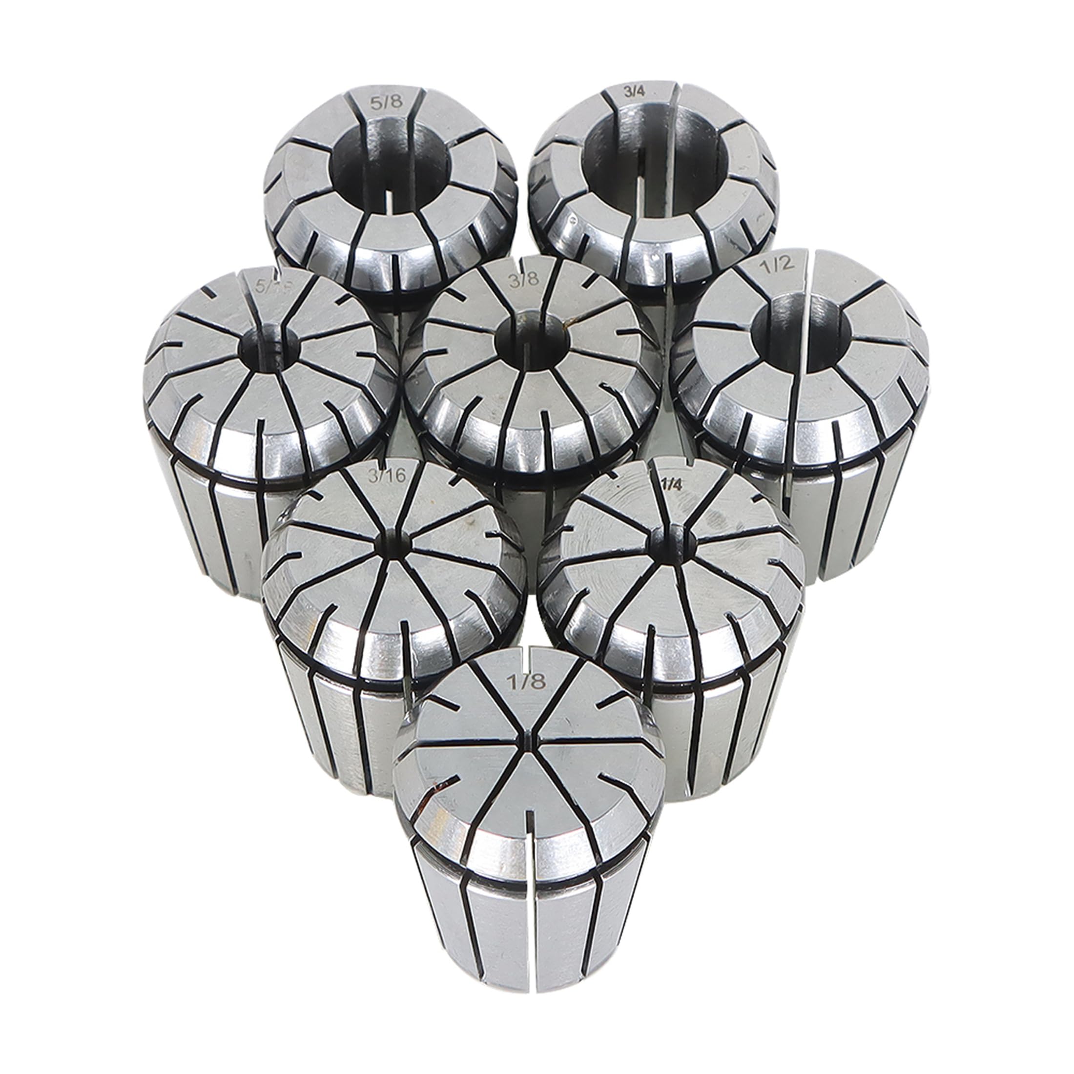 Thomletha 8Pcs ER32 Collet 1/8-3/4 Inch ER32 Spring Collet Set ER32 Collet Nut Set Fit for Milling Lathe Engraving Tool