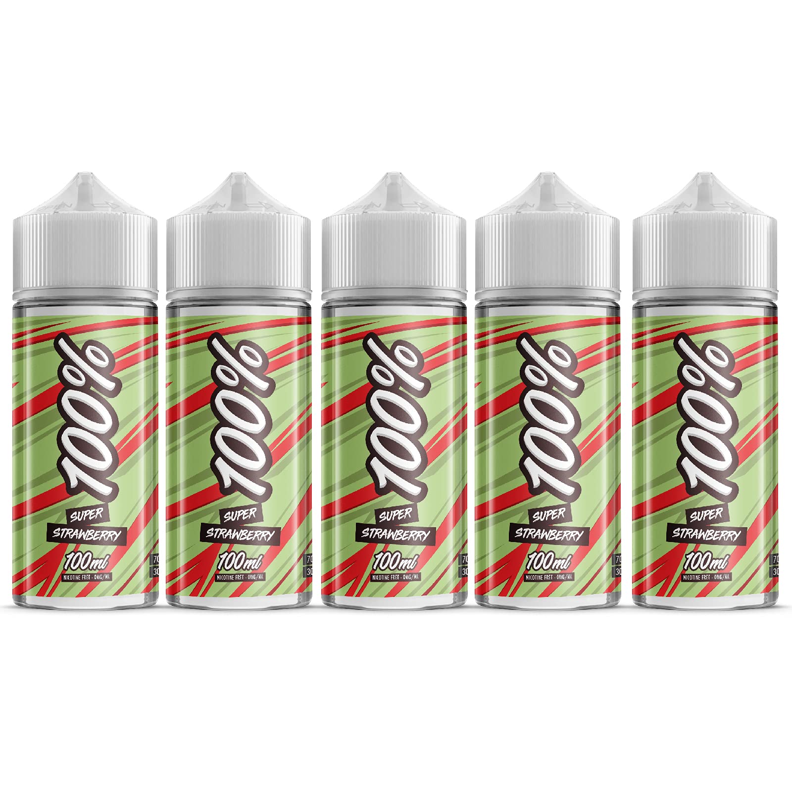 Five Pack - 5 x 100ml Super Strawberry E Liquid 70/30 Sub Ohm Vape Juice E-Liquid Juice Vape Liquid eJuice E Cigarette Liquid No Nicotine 120ml Bottle Short Fill 200ml E cigarette (100% E Liquid)