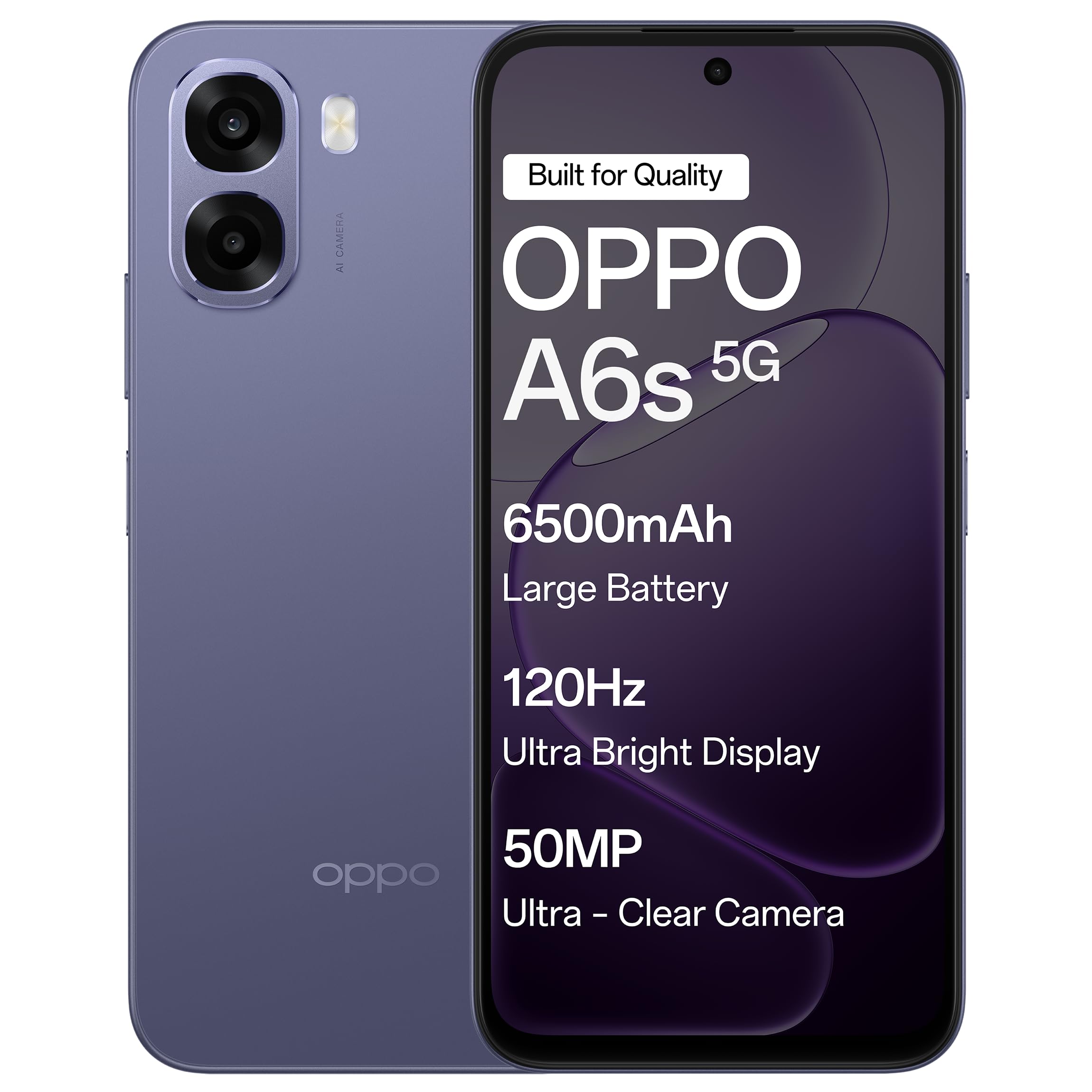 Oppo A6s 5G (Plum Purple, 6GB RAM,128GB Storage) with No Cost EMI/Additional Exchange Offers