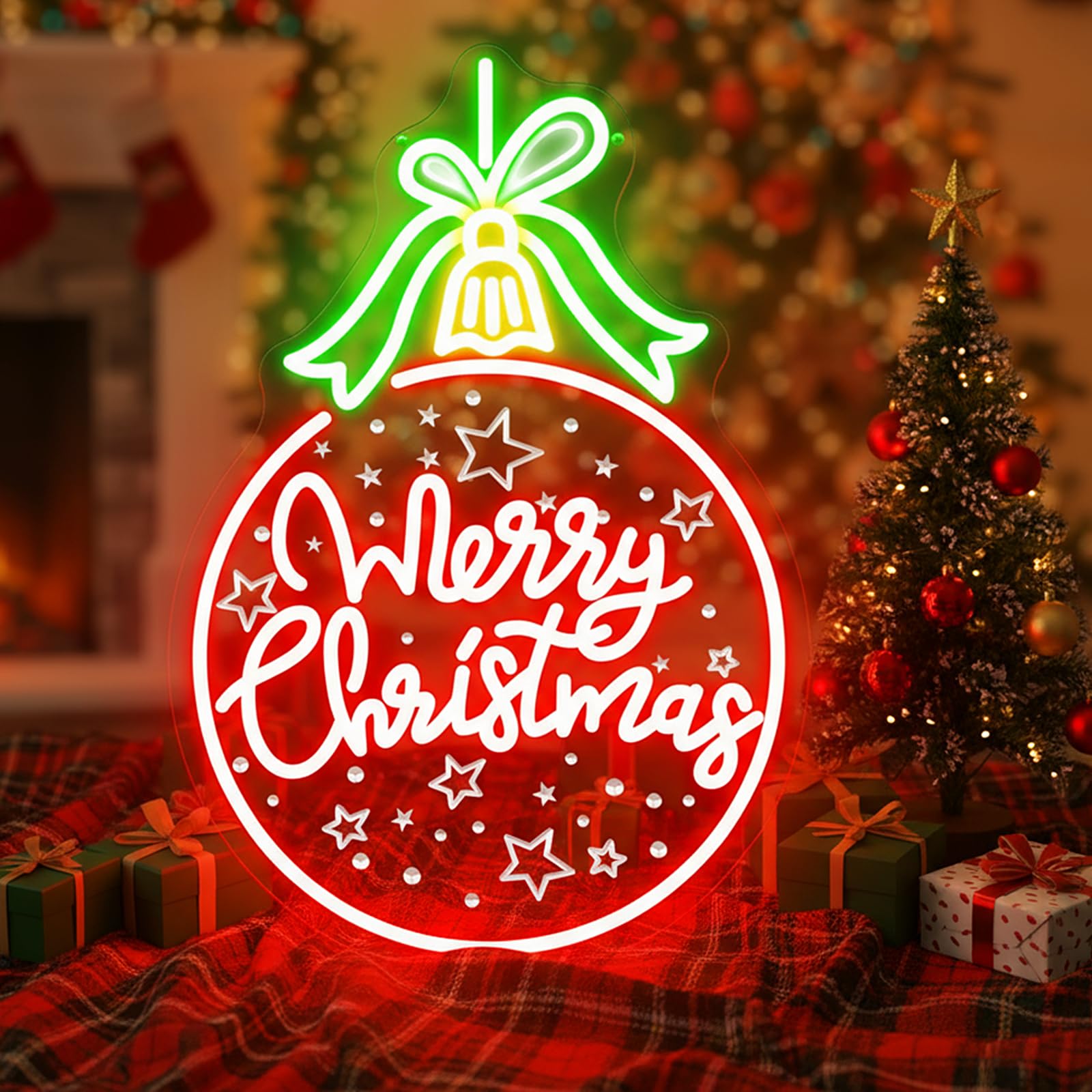 Boule de Noël rouge lumineuse idée cadeau fêtes fin d'année
