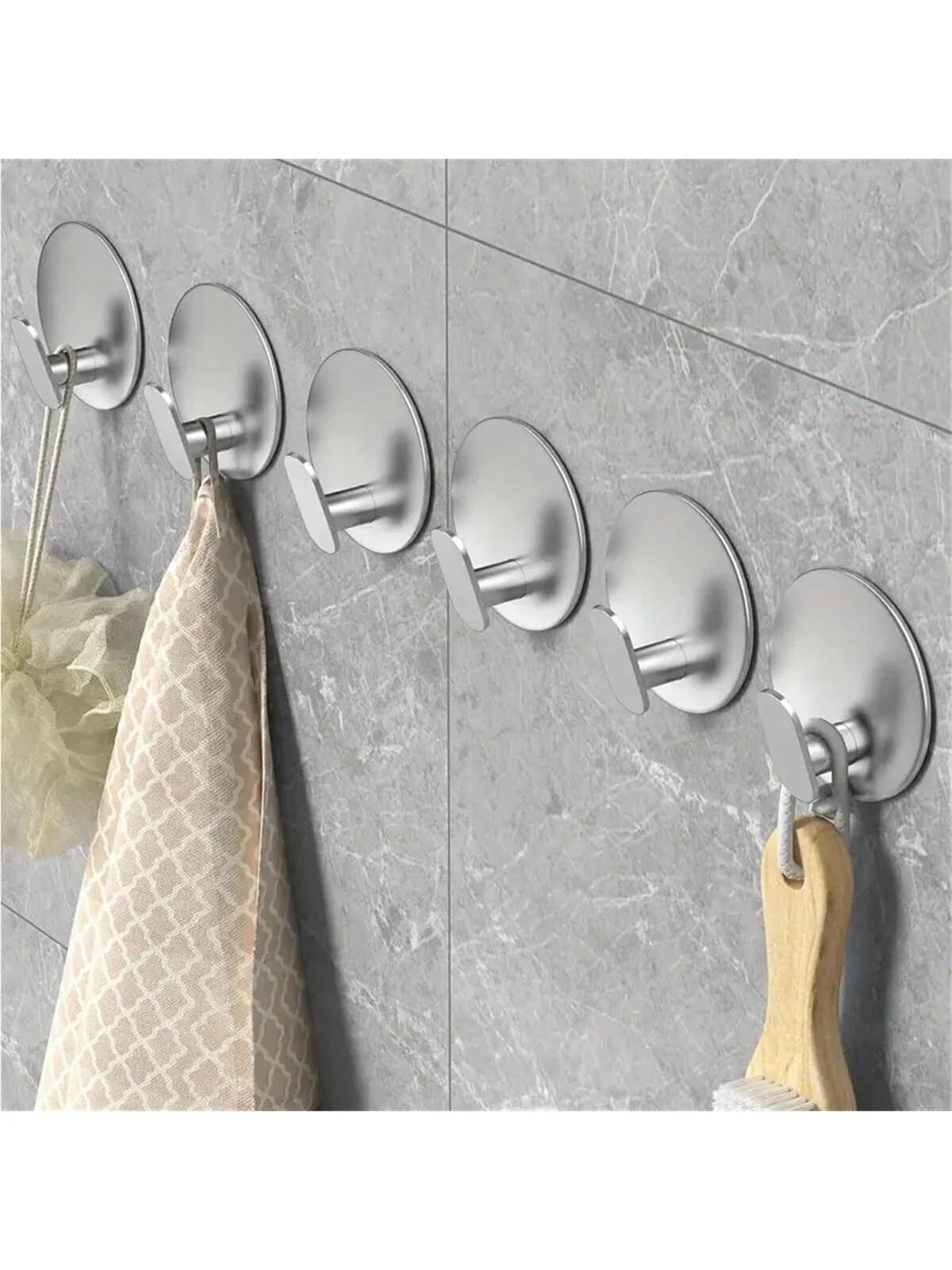 6 perchas adhesivas de acero inoxidable for toallas baño, for ducha, redondas, for colgar en la pared, for batas, lufas, abrigos, sombreros y llaves para Colgar Toallas, Bata