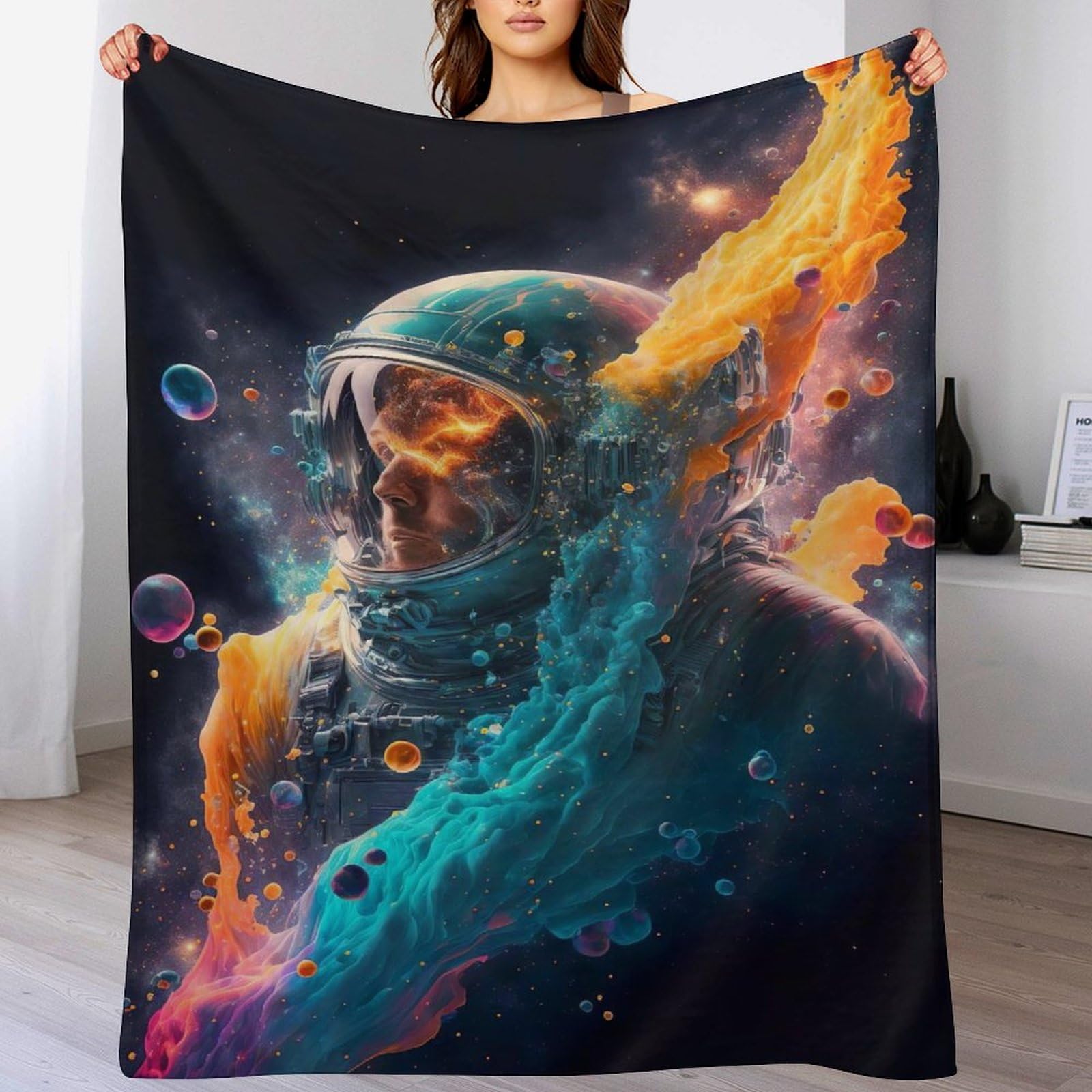 Manta de franela astronauta reversible y manta suave infantil de sofá