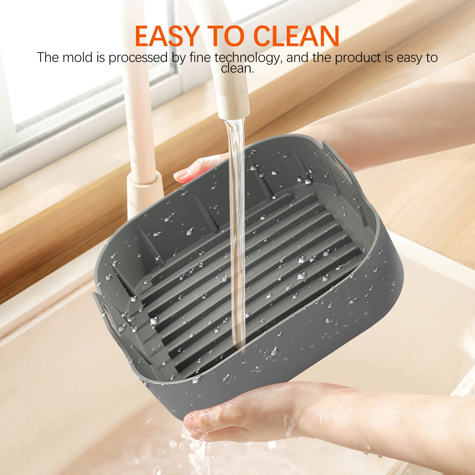 qxpdd Air Fryer Silicone Pot, Air Fryer Liners, Wiederverwendbar Antihaft Luftfritteuse Matten, Silicone Air Fryer Basket, Heißluftfritteusen Ofenzubehör Quadratisches Tablett (2 pcs)