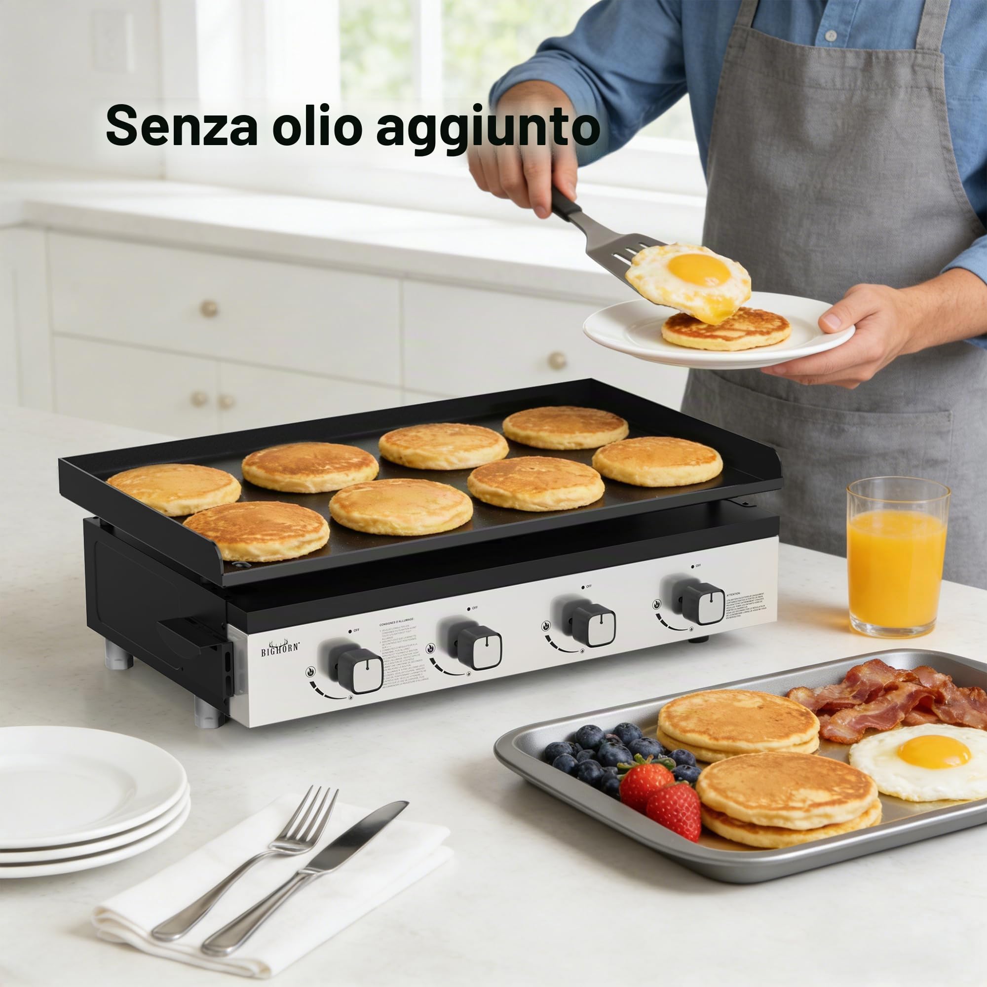 BIGHORN Plancha - Barbecue a gas, portatile, 4 bruciatori