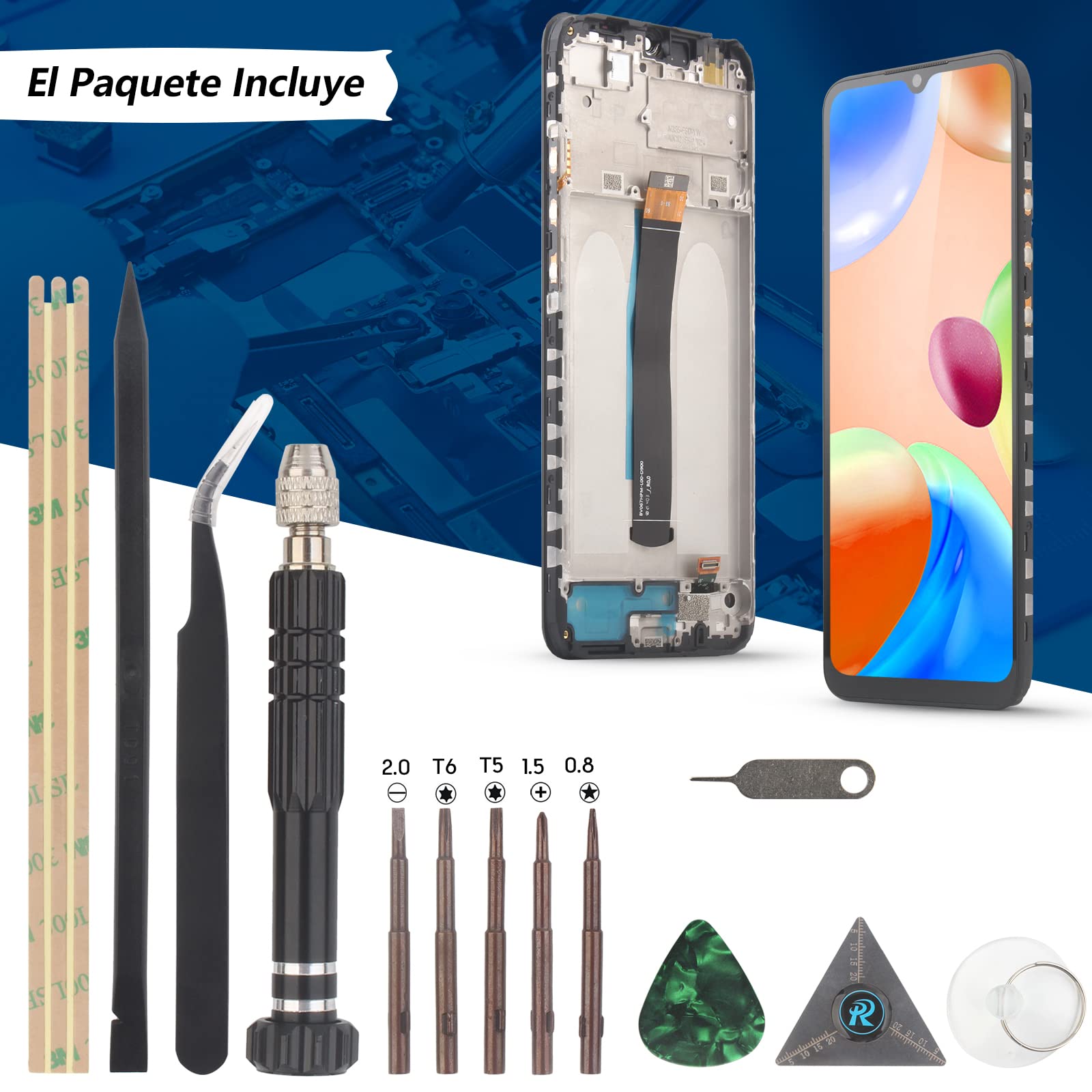 RongZy para Xiaomi Redmi 10C 220333QAG 220333QBI 220333QNY 220333QL LCD+Pantalla Táctil Digitalizador Asamblea Reemplazo +Reparación Herramientas(Negro con Marco)