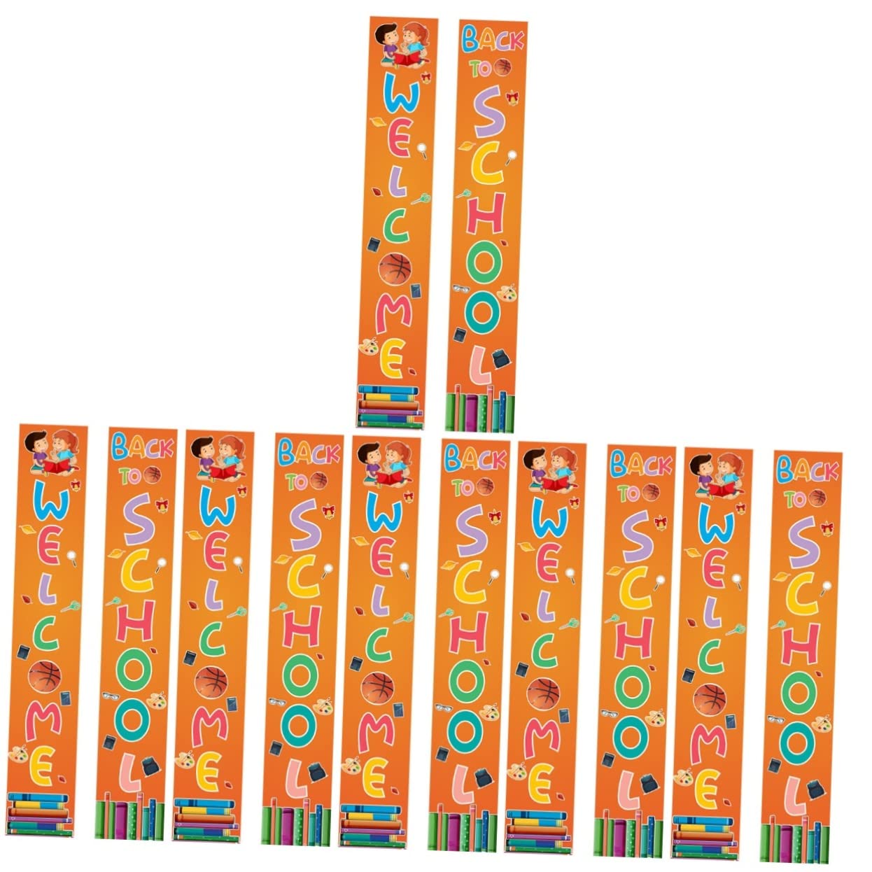 Sign for Front Door 6 pairs for Fabric Front Backdrop Decor Decoration Entrance Door Campus Flag Couplets First Outdoor Sign Primary Classroom Banners Polyester Welcome Ornament