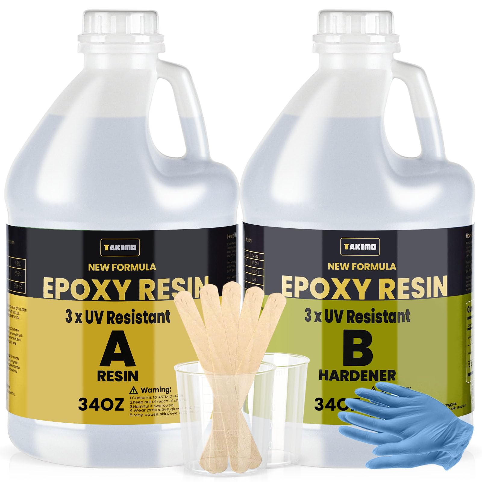 TAKIMO Kit de resina epoxi resistente a los rayos UV, 1,927.8 g, 3 unidades, sin burbujas y resina epoxi cristalina para revestimiento, fundición, mesa, bricolaje, barra superior, mesas de río, arte