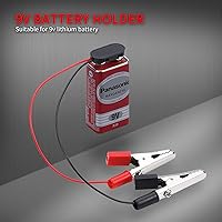 Vista 3 de DAIERTEK Conector de batería de 9 V, clip de presión de batería de 9 voltios, tipo I con 2 pares de pinzas de cocodrilo y enchufe de alimentación