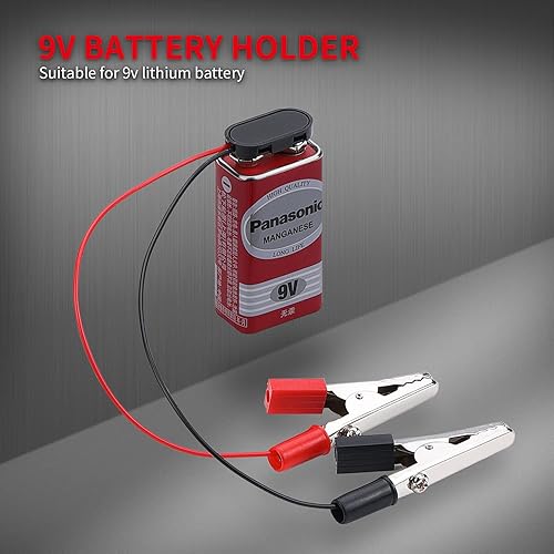 Miniatura 3 de DAIERTEK Conector de batería de 9 V, clip de presión de batería de 9 voltios, tipo I con 2 pares de pinzas de cocodrilo y enchufe de alimentación