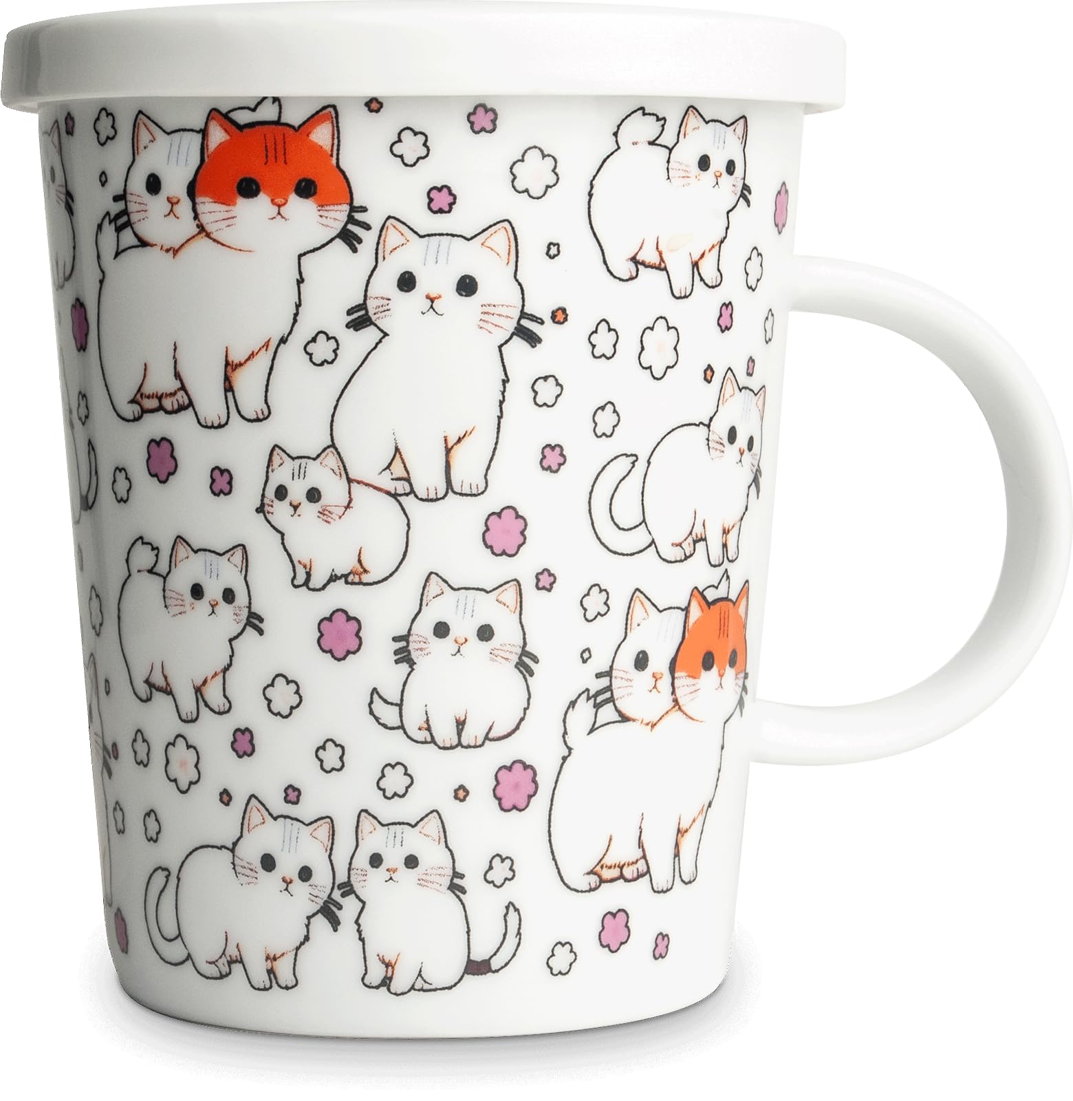 Living with tea - Taza de té con filtro - Gatos - 300 ml - 3 piezas - Porcelana - Set - 3 piezas