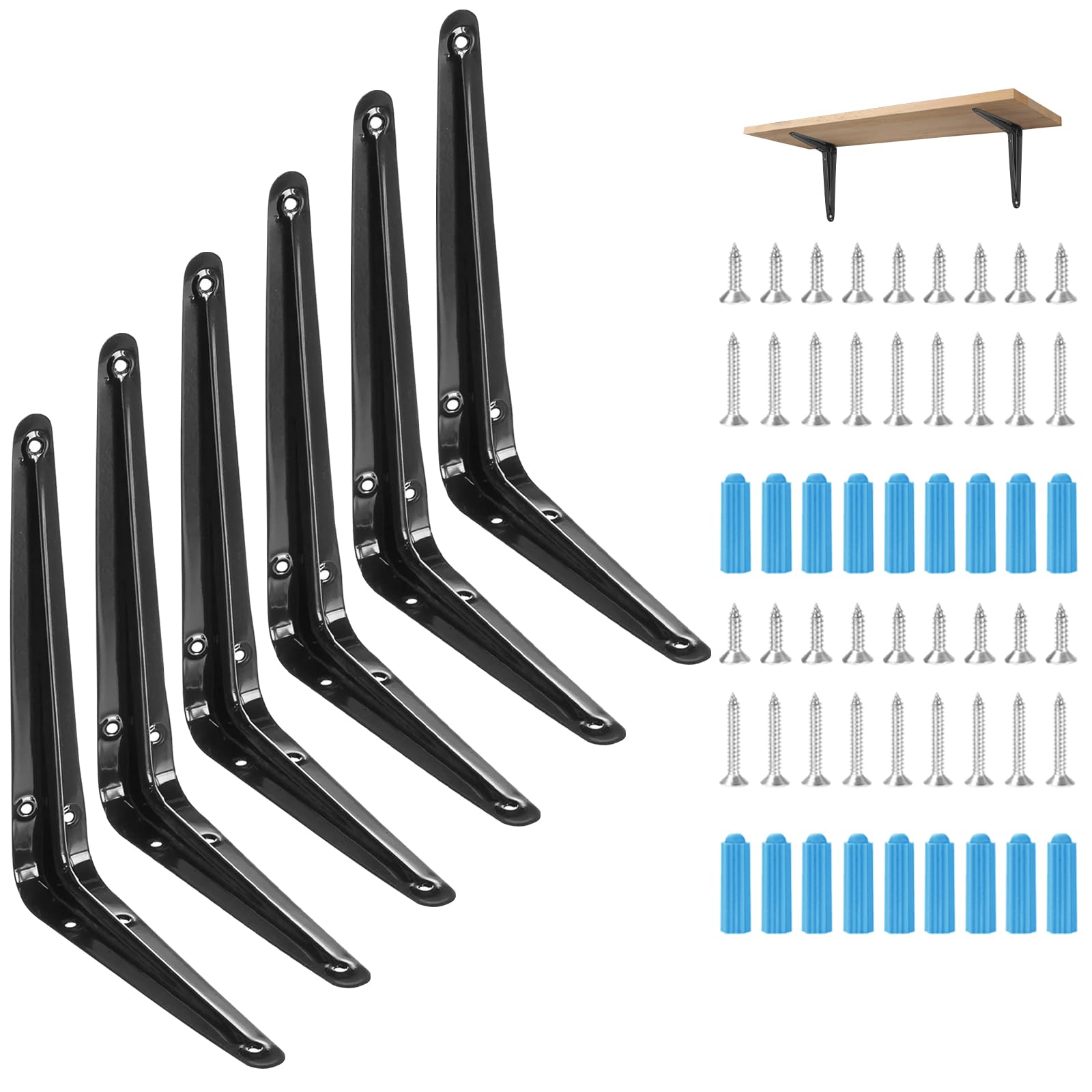 棚受けブラケット 250-100-D 黒 Amazon | COCIVIVRE 棚受け金具 黒 200mm×150mm×35mm 6本セット